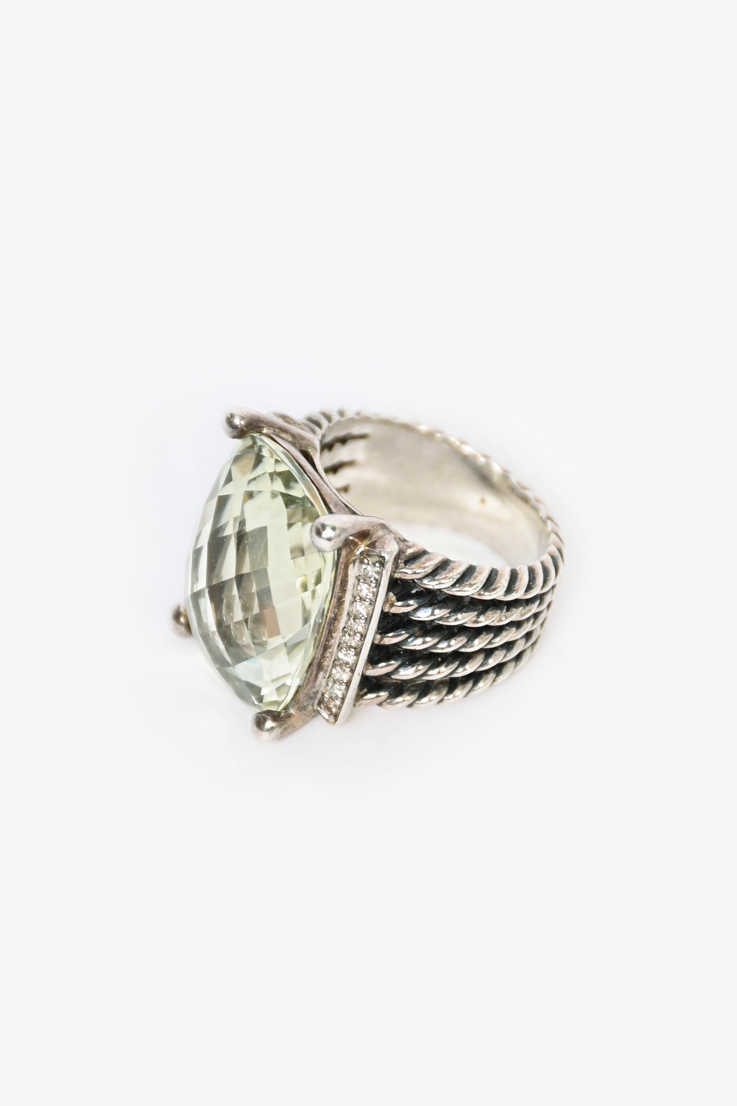 David Yurman Sterling Sliver Prasiolite 'Wheaton' Ring