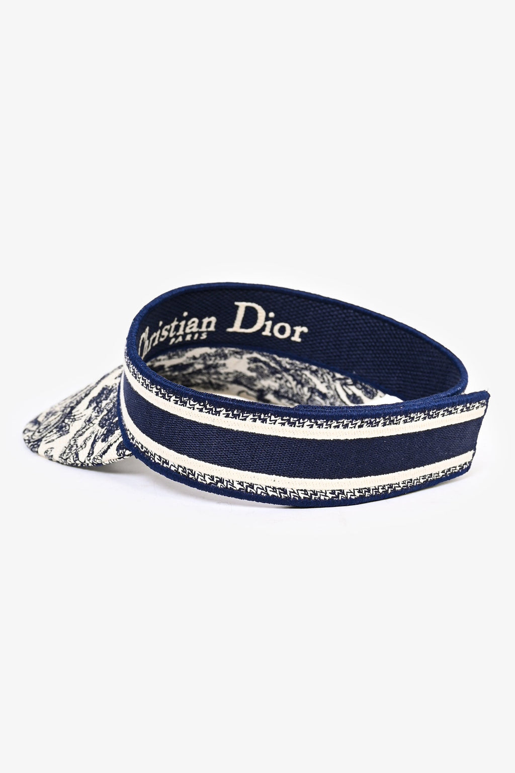 Christian Dior Navy/White Logo Embroidered Visor