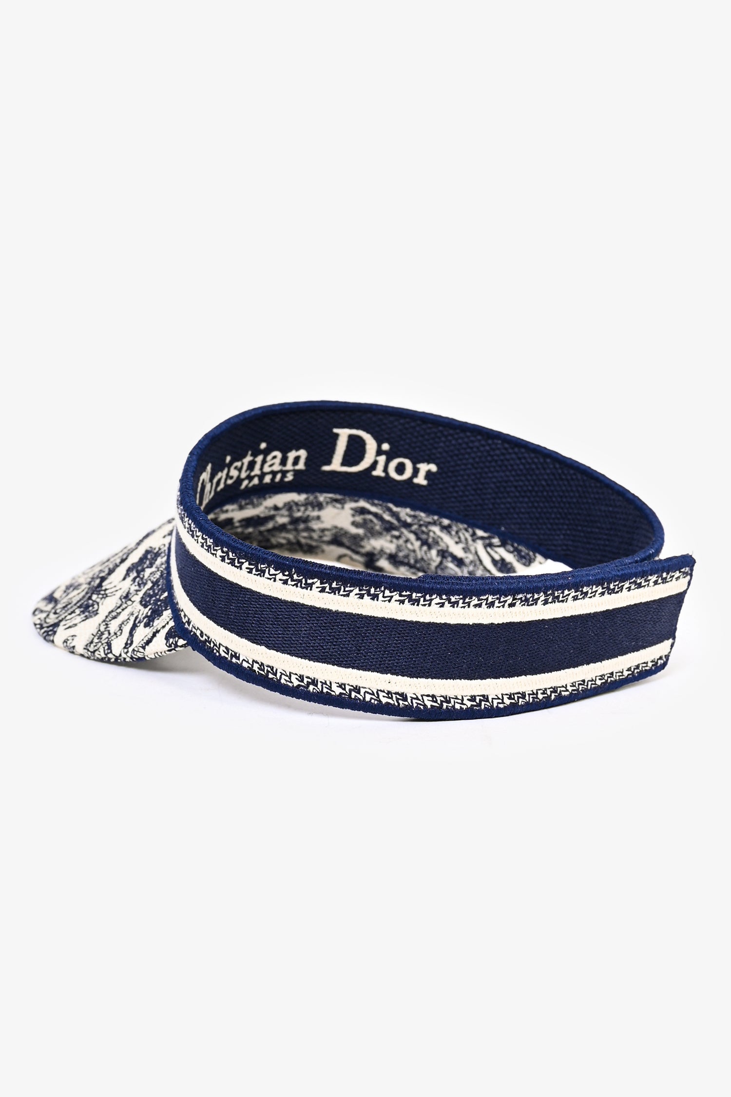 Christian Dior Navy/White Logo Embroidered Visor