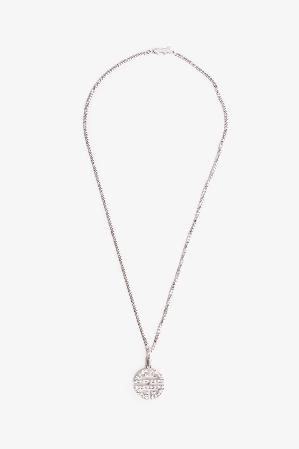 Cartier 18K White Gold Diamond Set Logo Pendant Necklace