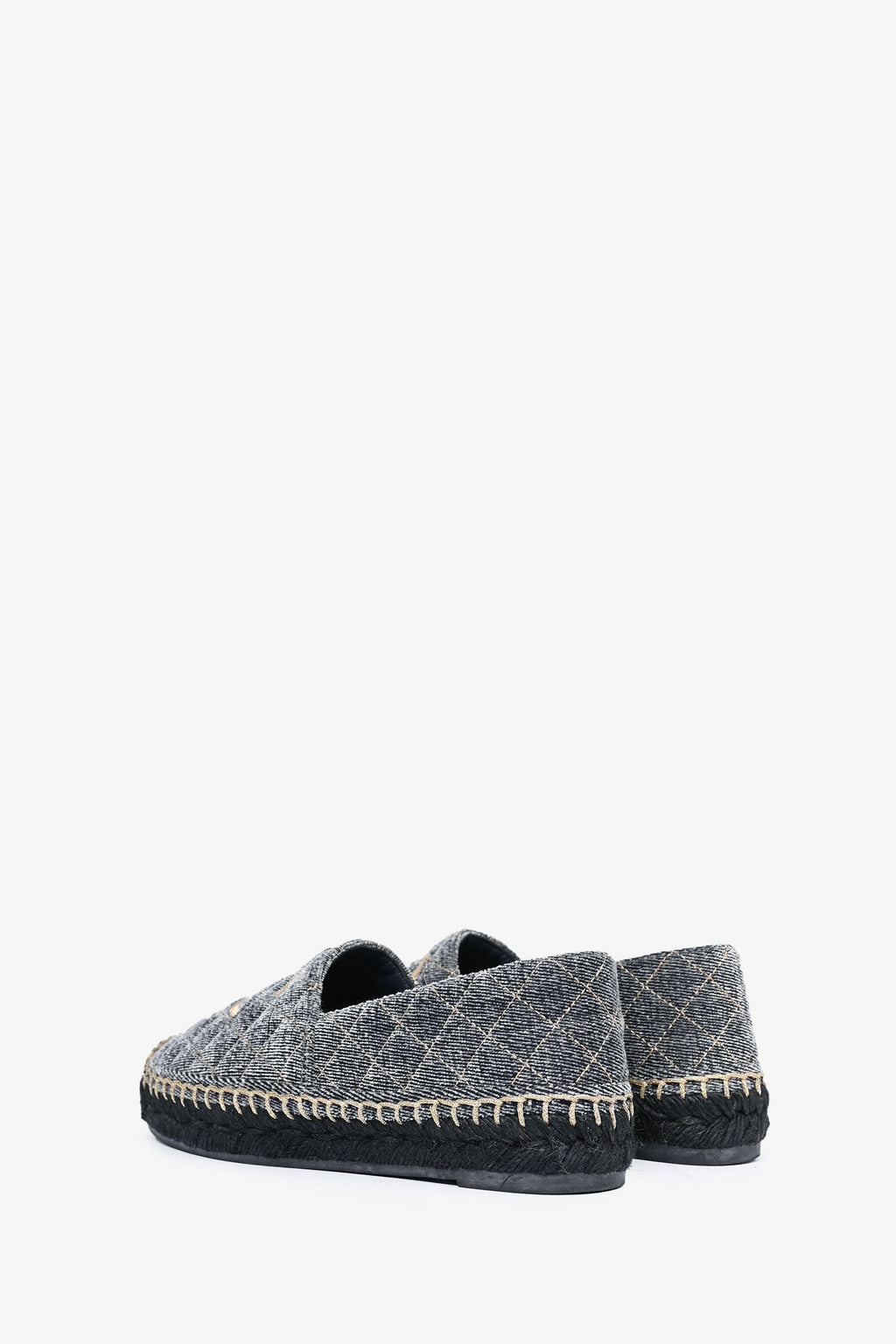 Pre-Loved Chanel™ Blue/Gold Velvet CC Espadrilles Size 38