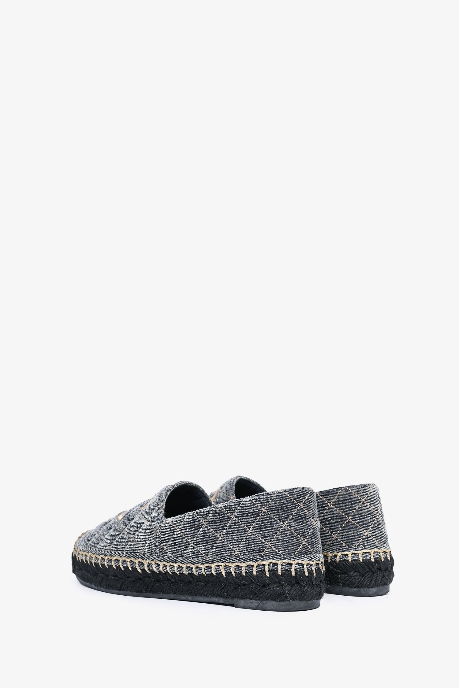 Pre-Loved Chanel™ Blue/Gold Velvet CC Espadrilles Size 38