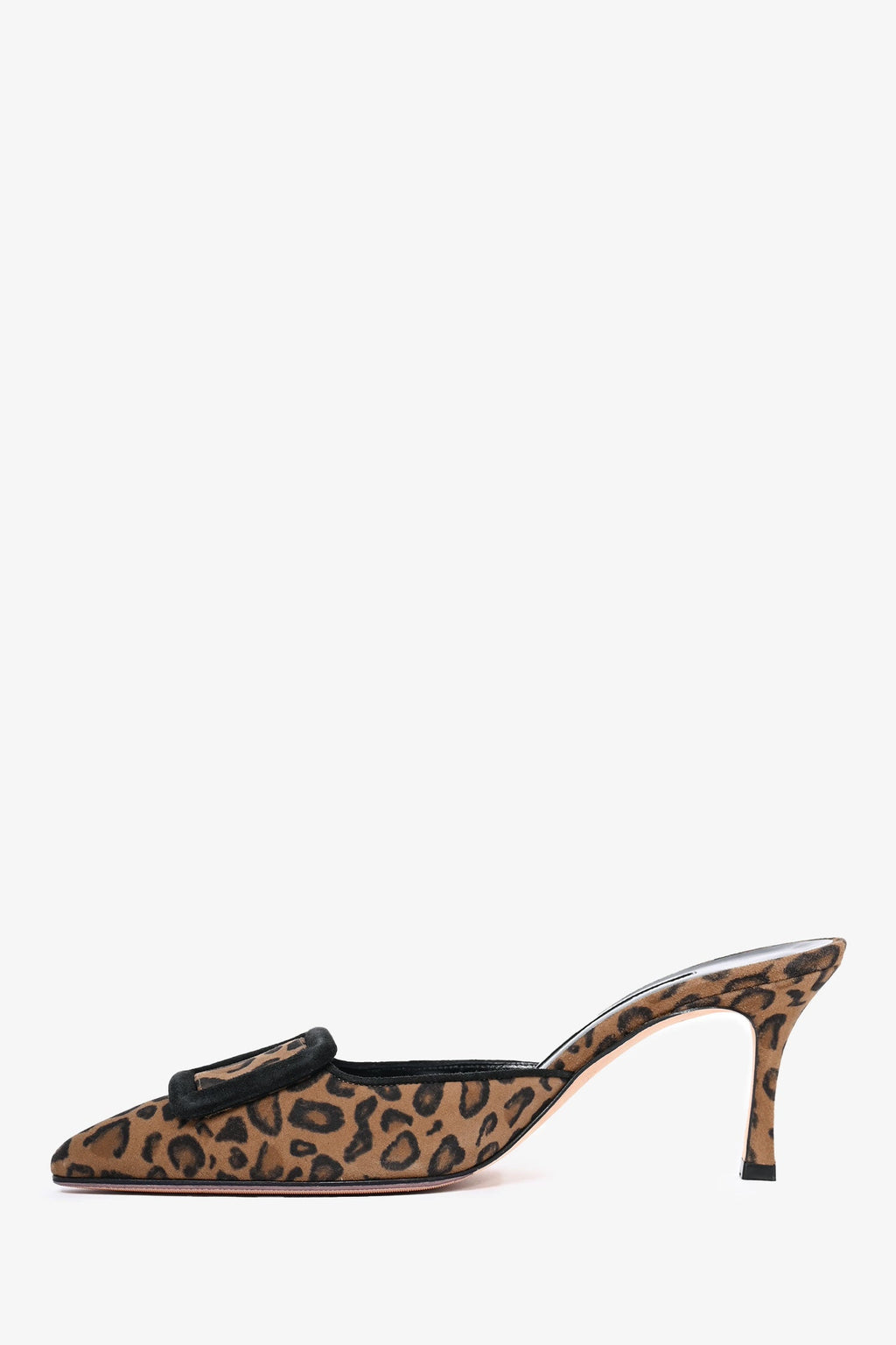 Manolo Blahnik Black/Brown Suede Leopard Patter Mules Size 37.5