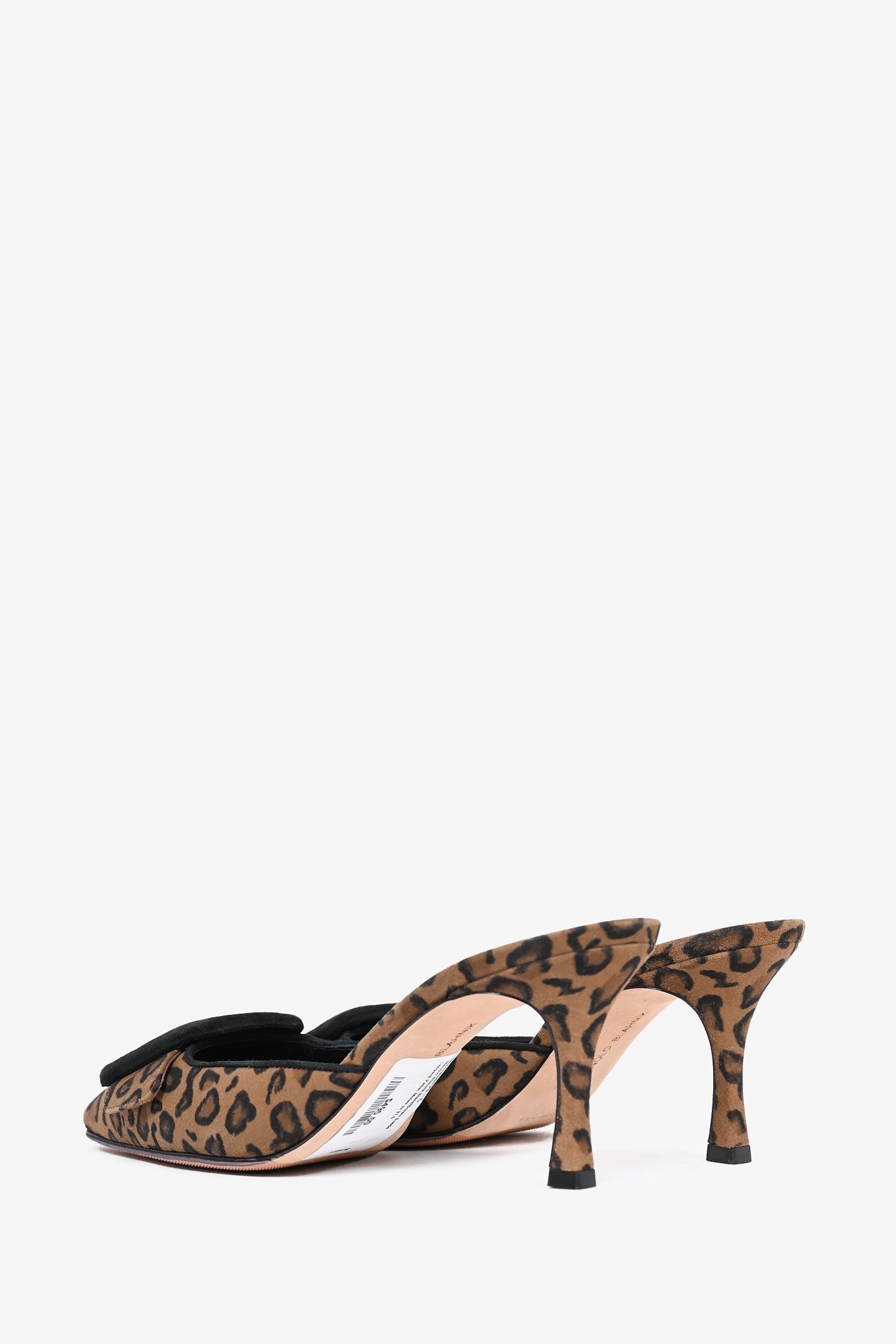 Manolo Blahnik Black/Brown Suede Leopard Patter Mules Size 37.5