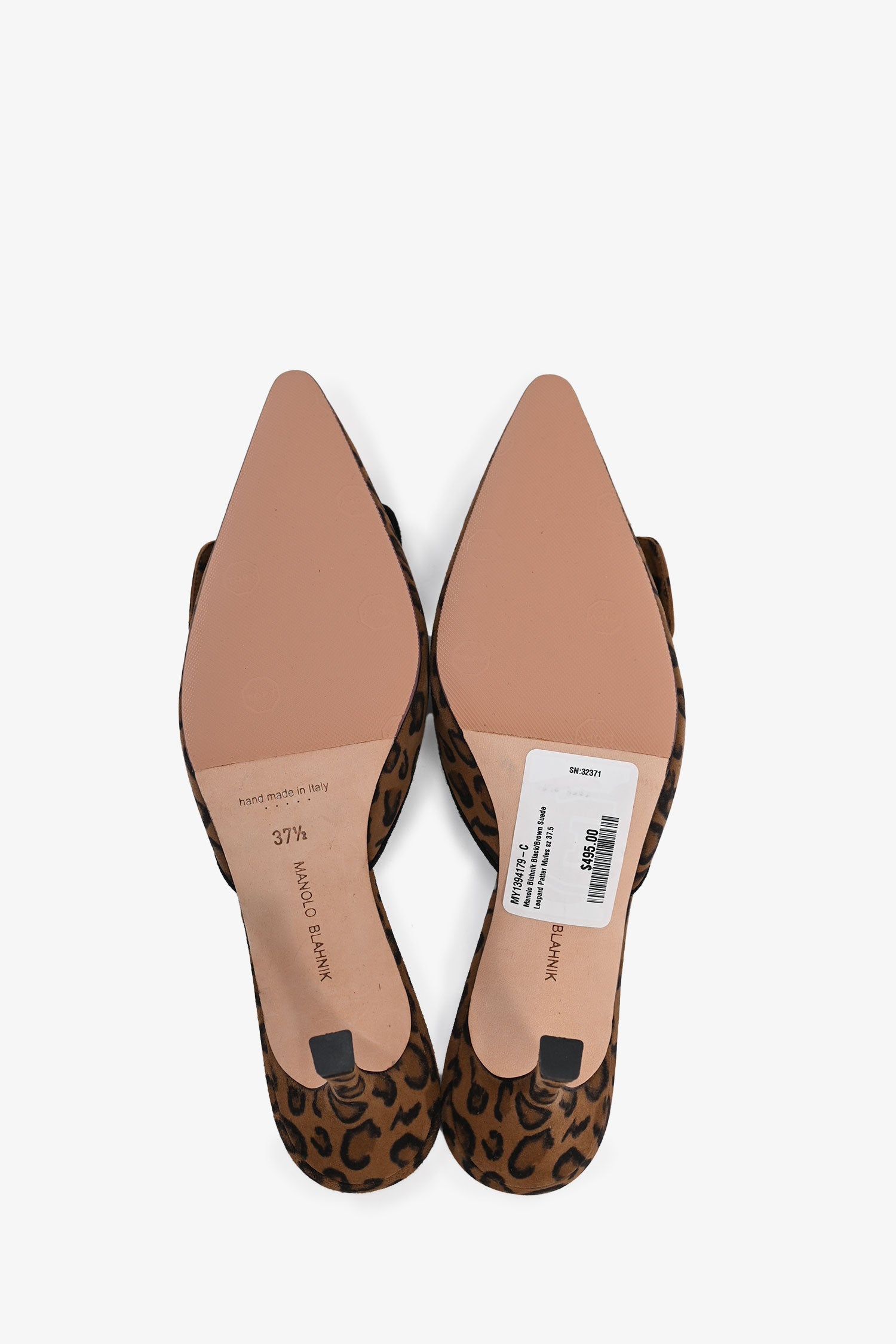 Manolo Blahnik Black/Brown Suede Leopard Patter Mules Size 37.5