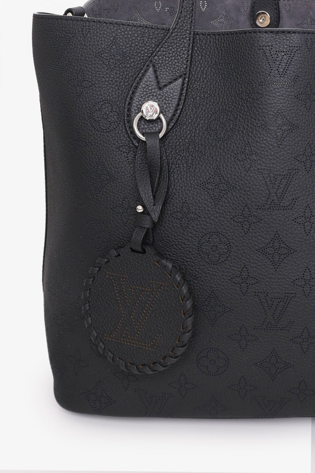 Louis Vuitton Black Leather Mahina Blossom MM Tote with Pouch