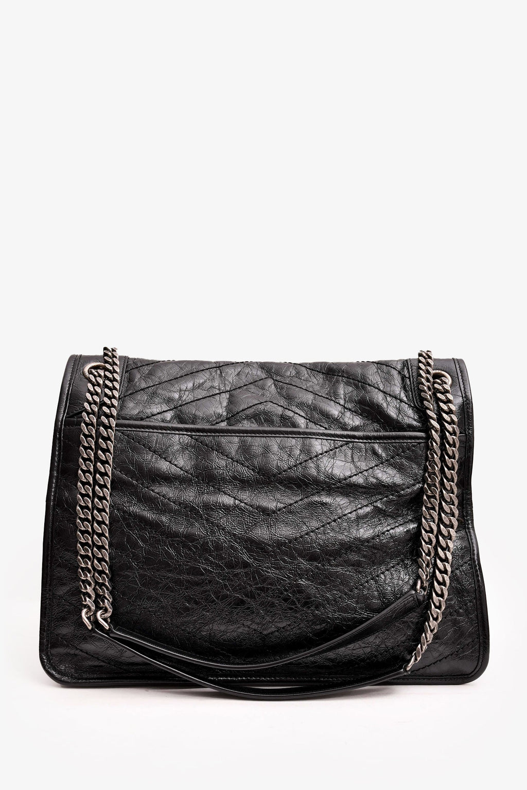 Saint Laurent Black Crinkled Leather 'Niki' Shoulder Bag
