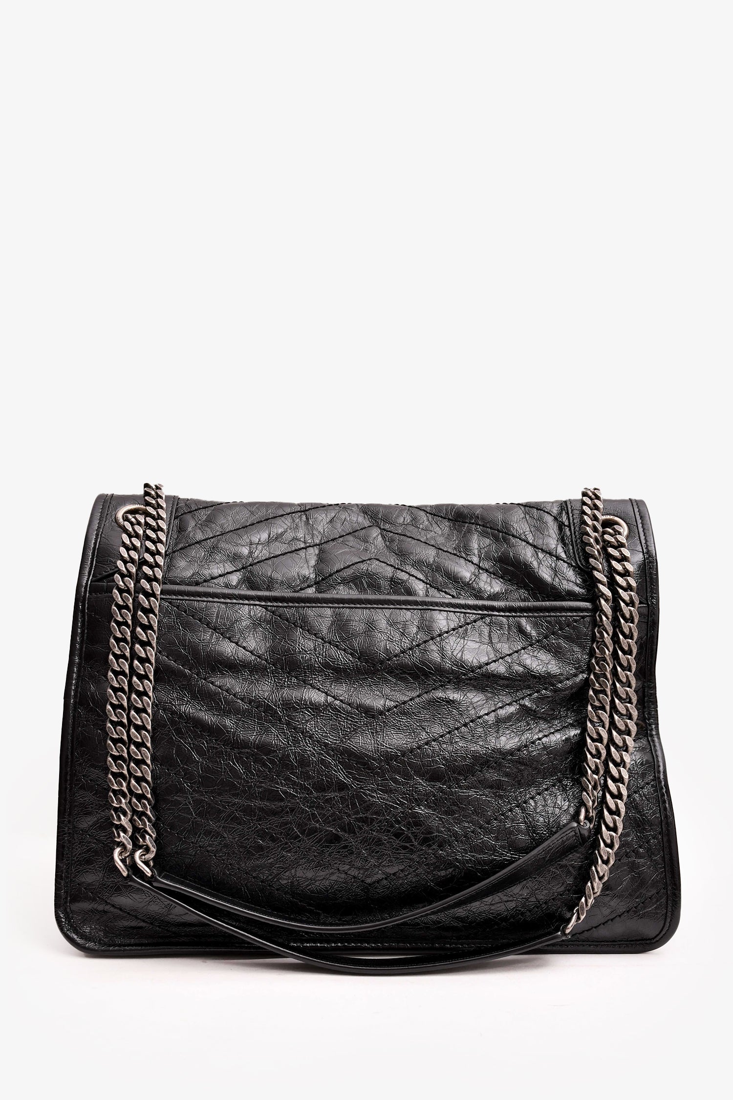 Saint Laurent Black Crinkled Leather 'Niki' Shoulder Bag