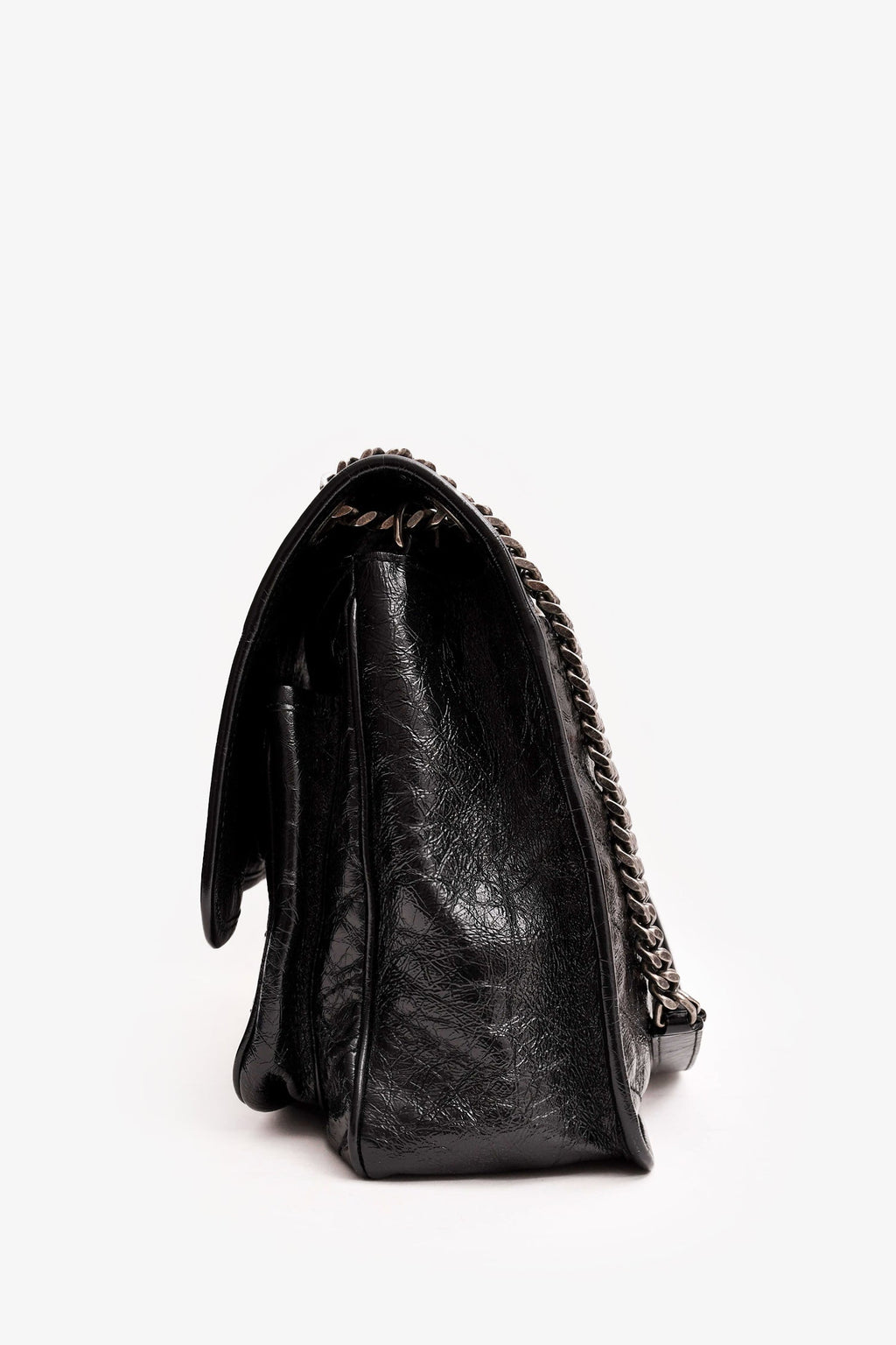 Saint Laurent Black Crinkled Leather 'Niki' Shoulder Bag