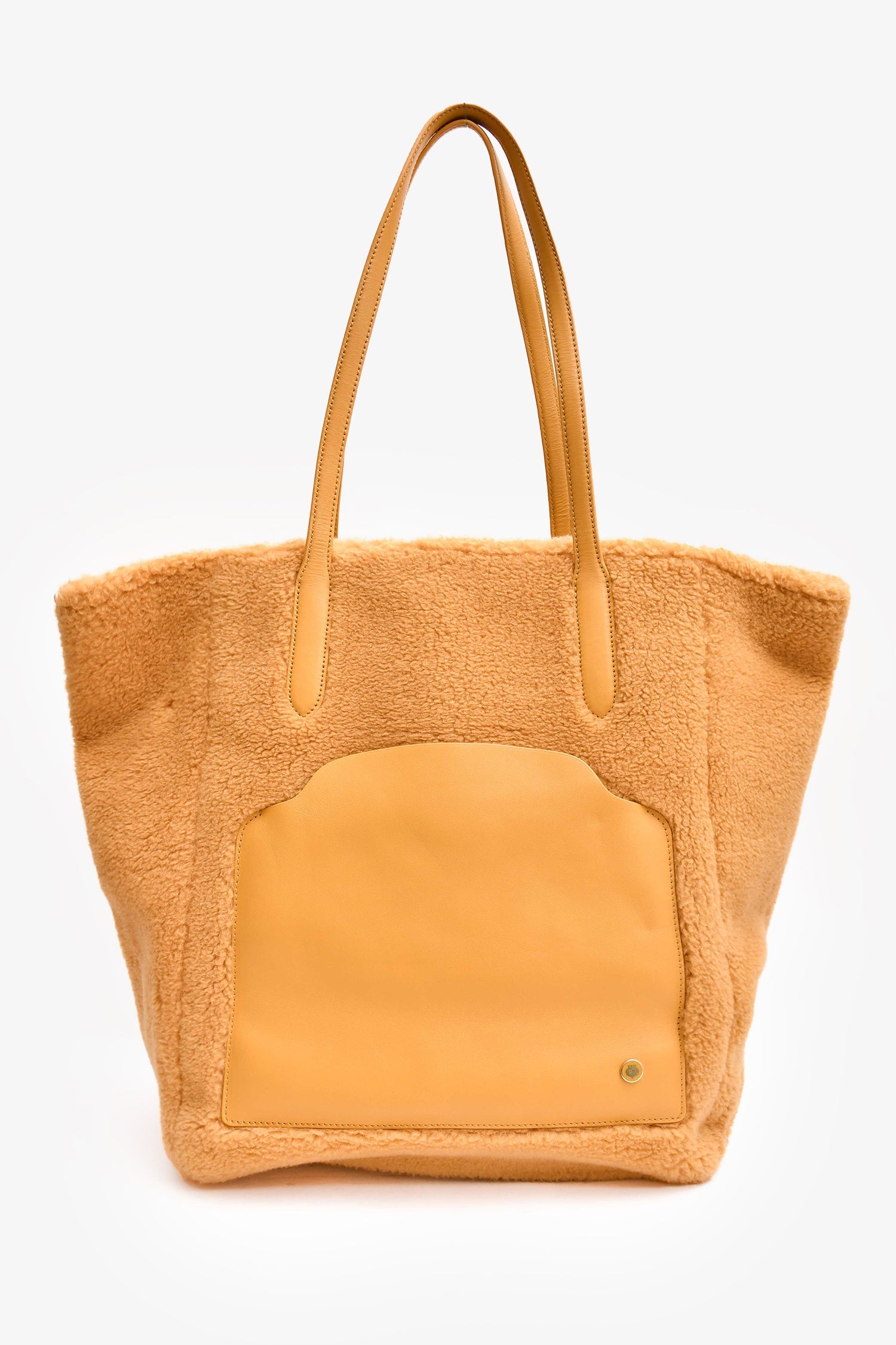 Loro Piana Mustard Yellow Shearling/Leather Large 'Sesia' Tote Bag