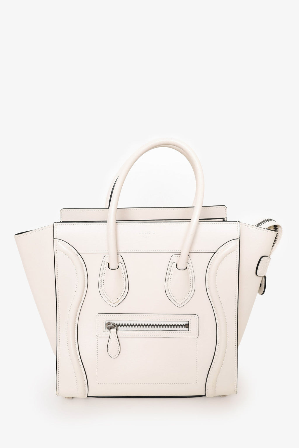 Celine White Leather Mini Luggage Tote