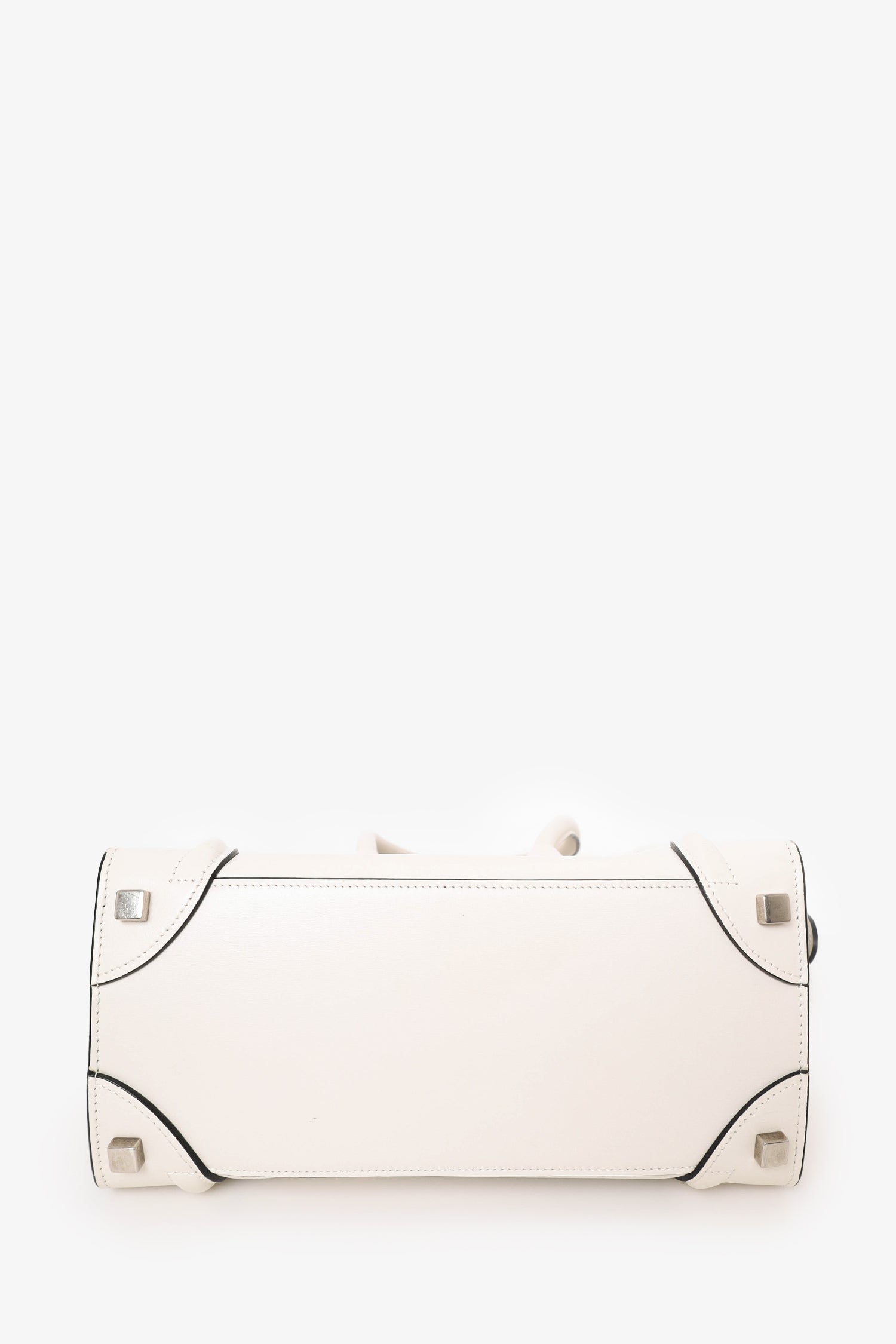 Celine White Leather Mini Luggage Tote