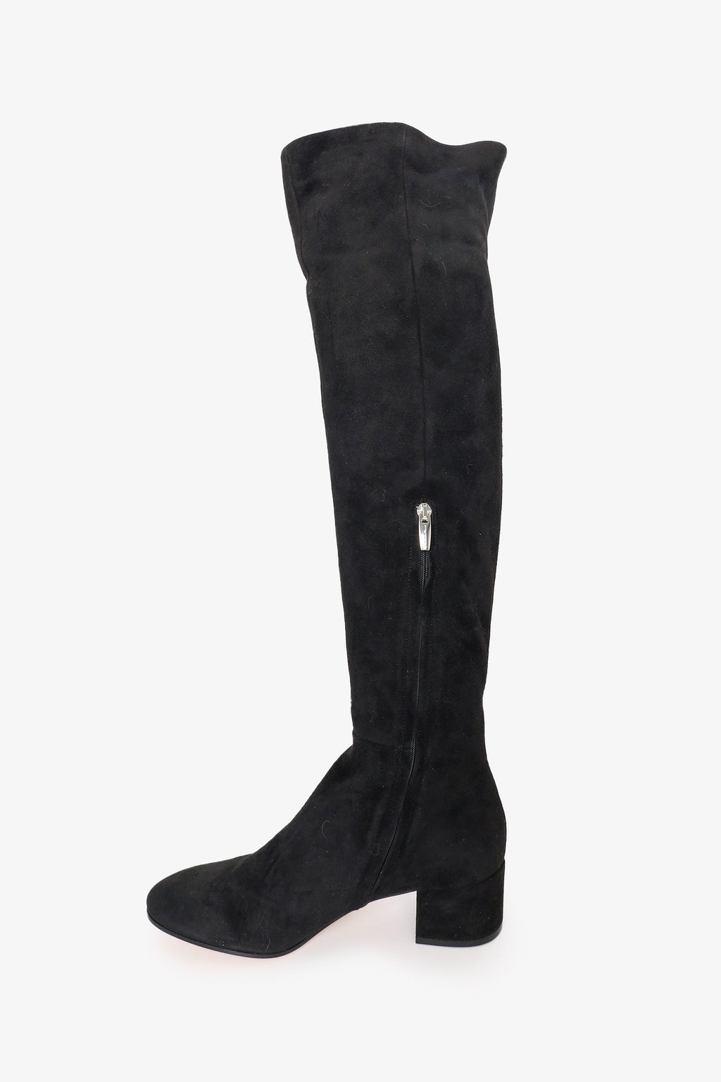 Gianvito Rossi Black Suede Rolling Thigh Boots Size 39
