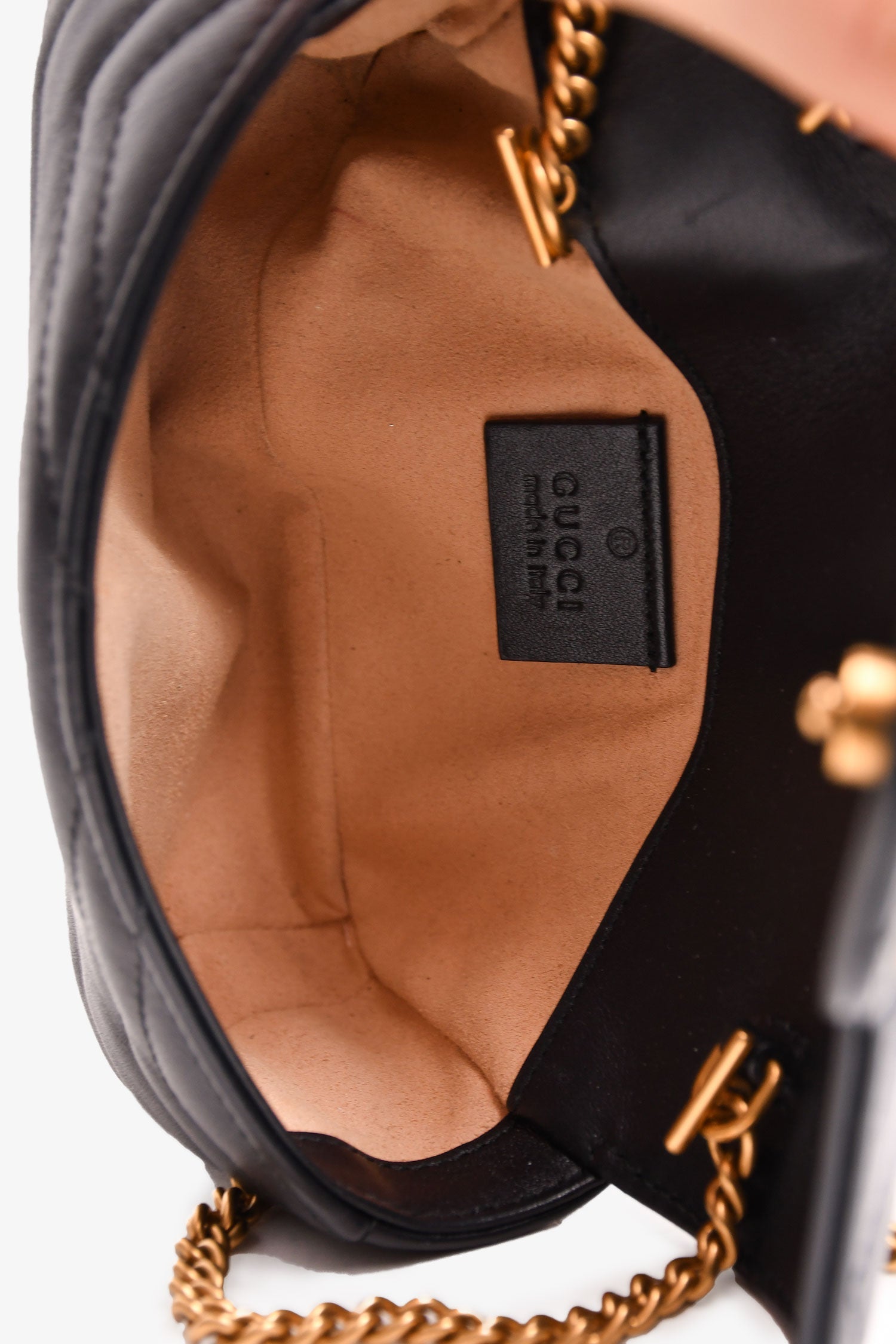 Gucci Black Chevron Leather Marmont Super Mini Crossbody