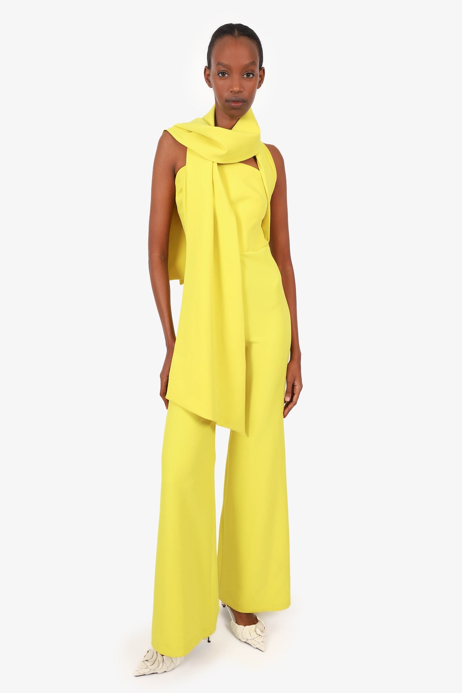 Safiyaa Chartreuse Jumpsuit With Wrap Size 2