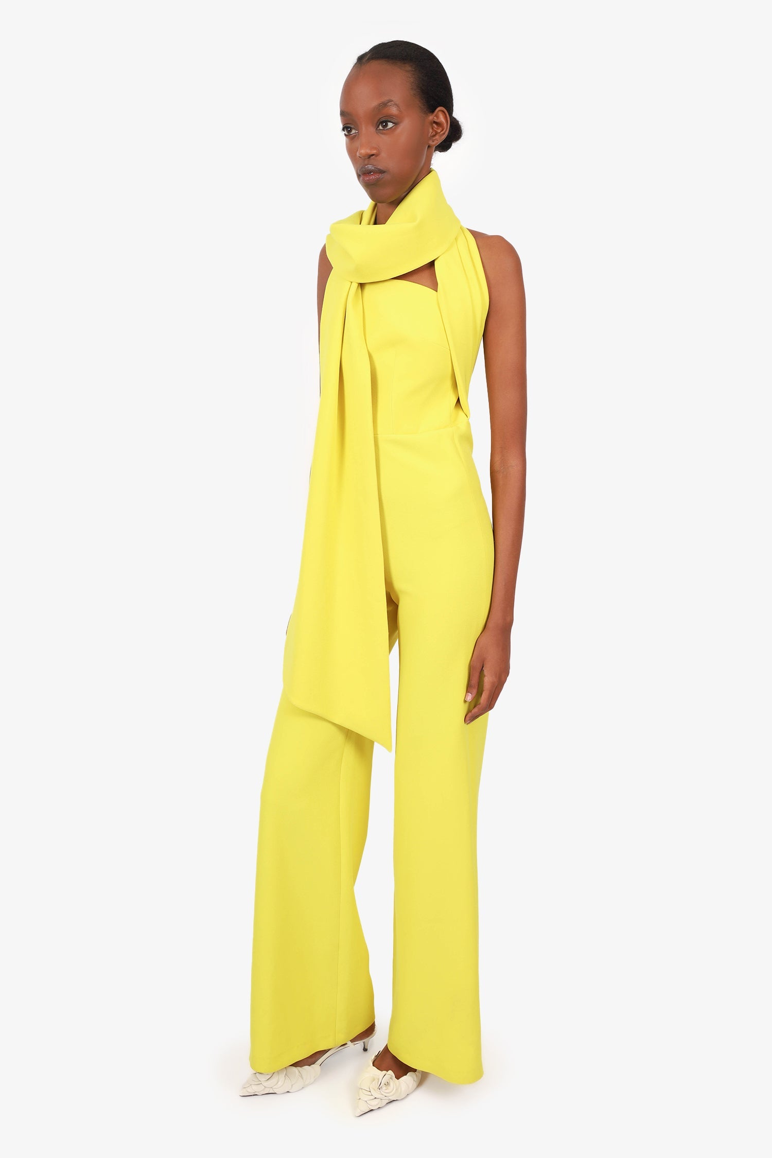 Safiyaa Chartreuse Jumpsuit With Wrap Size 2