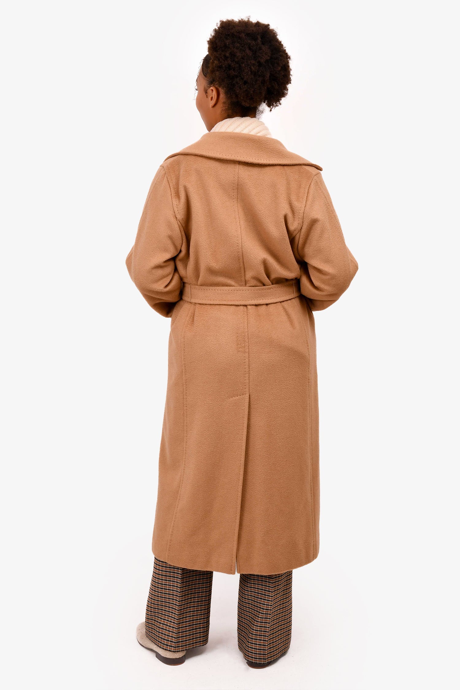 Max Mara Brown Camel Hair Manuela Long Wrap Coat Size 10 US