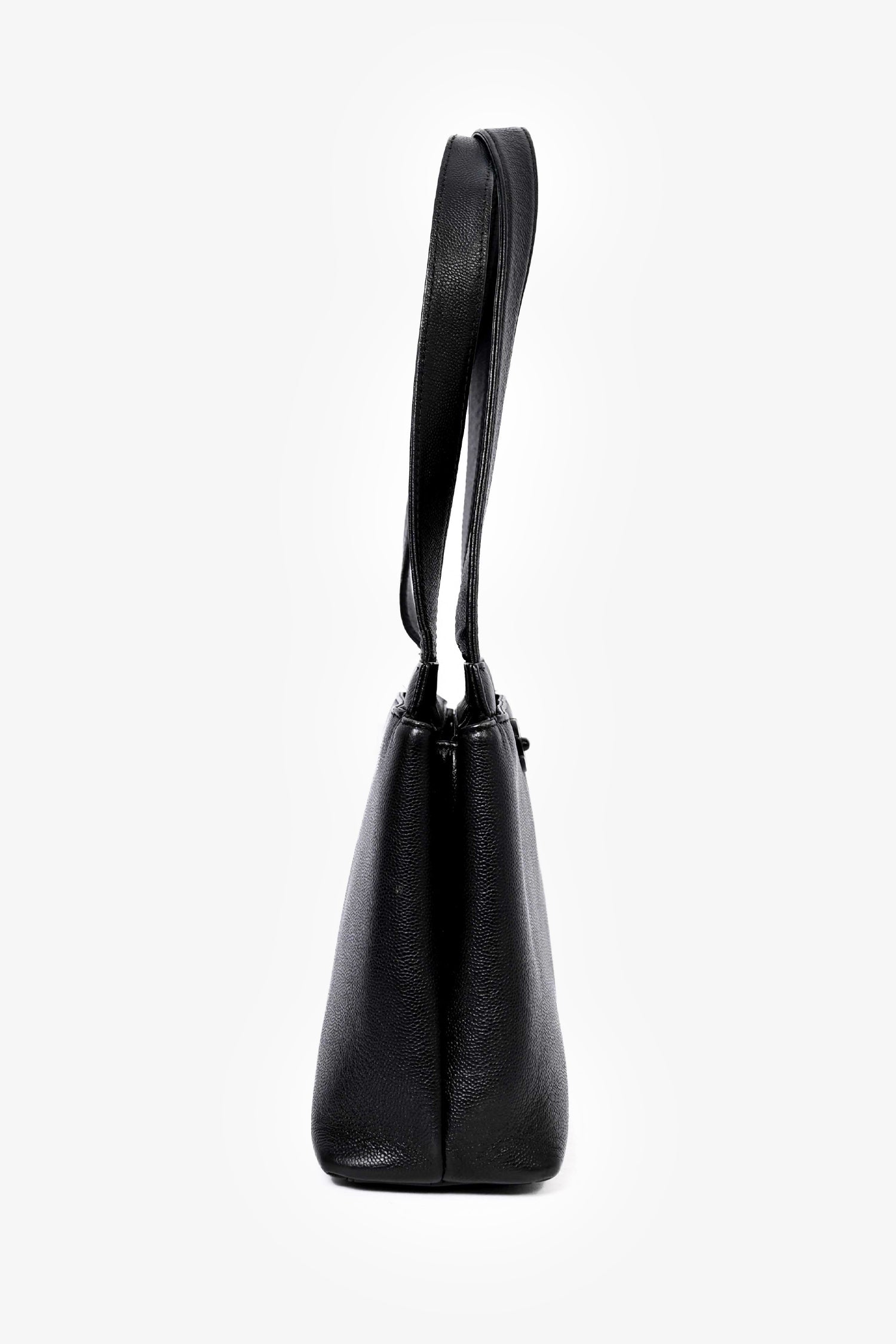 Pre-Loved Chanel™ 1997-99 Black Caviar Leather Shoulder Bag with Matte Black CC