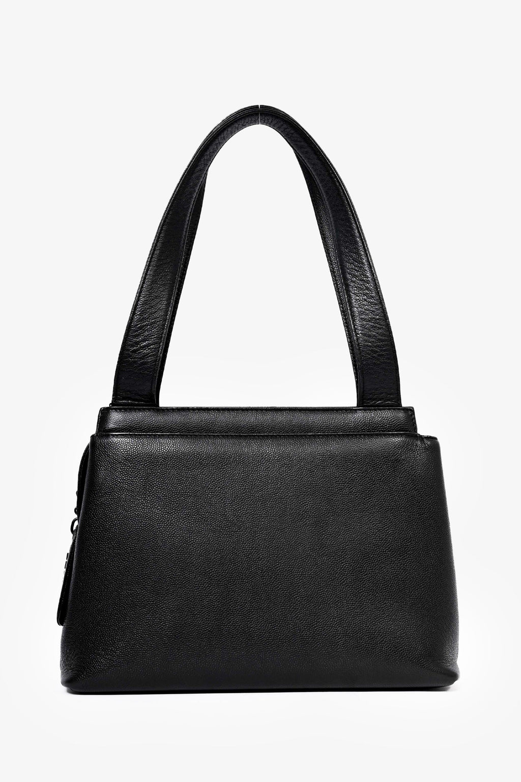 Pre-Loved Chanel™ 1997-99 Black Caviar Leather Shoulder Bag with Matte Black CC