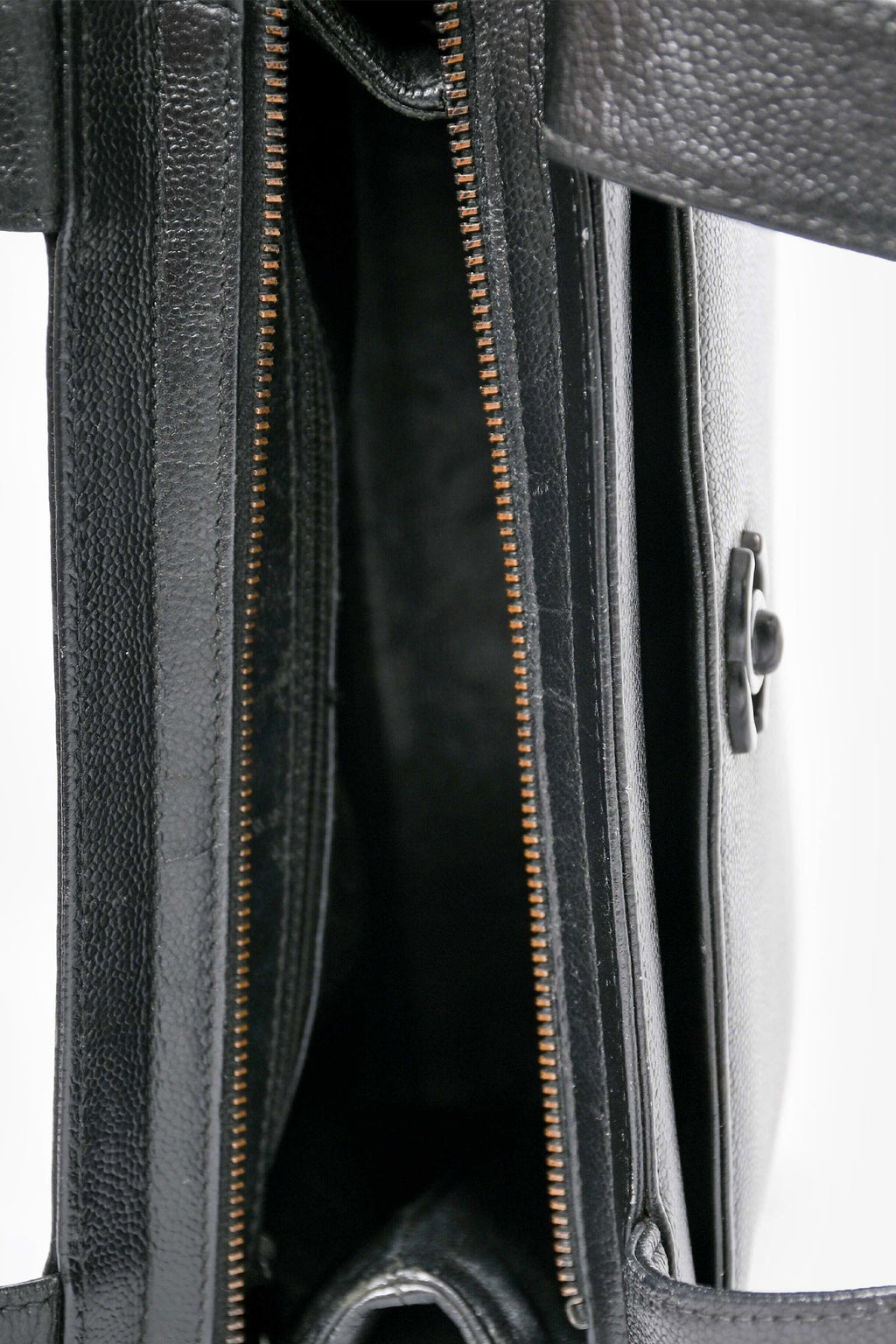 Pre-Loved Chanel™ 1997-99 Black Caviar Leather Shoulder Bag with Matte Black CC