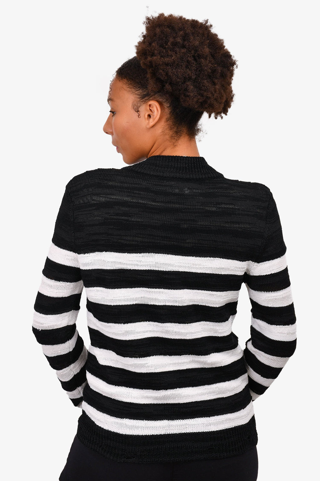 Balmain Black/White Striped Cotton Blend igan Size 38