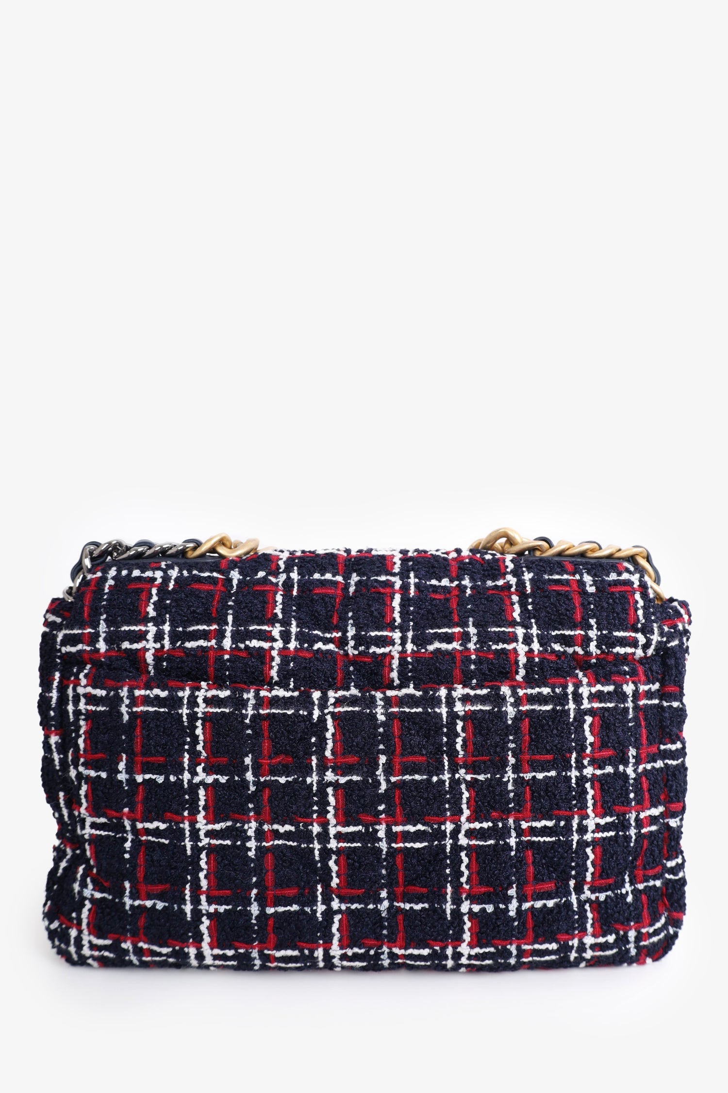 Pre-Loved Chanel™ 2019 Navy/Red Tweed Chanel 19 Crossbody Bag
