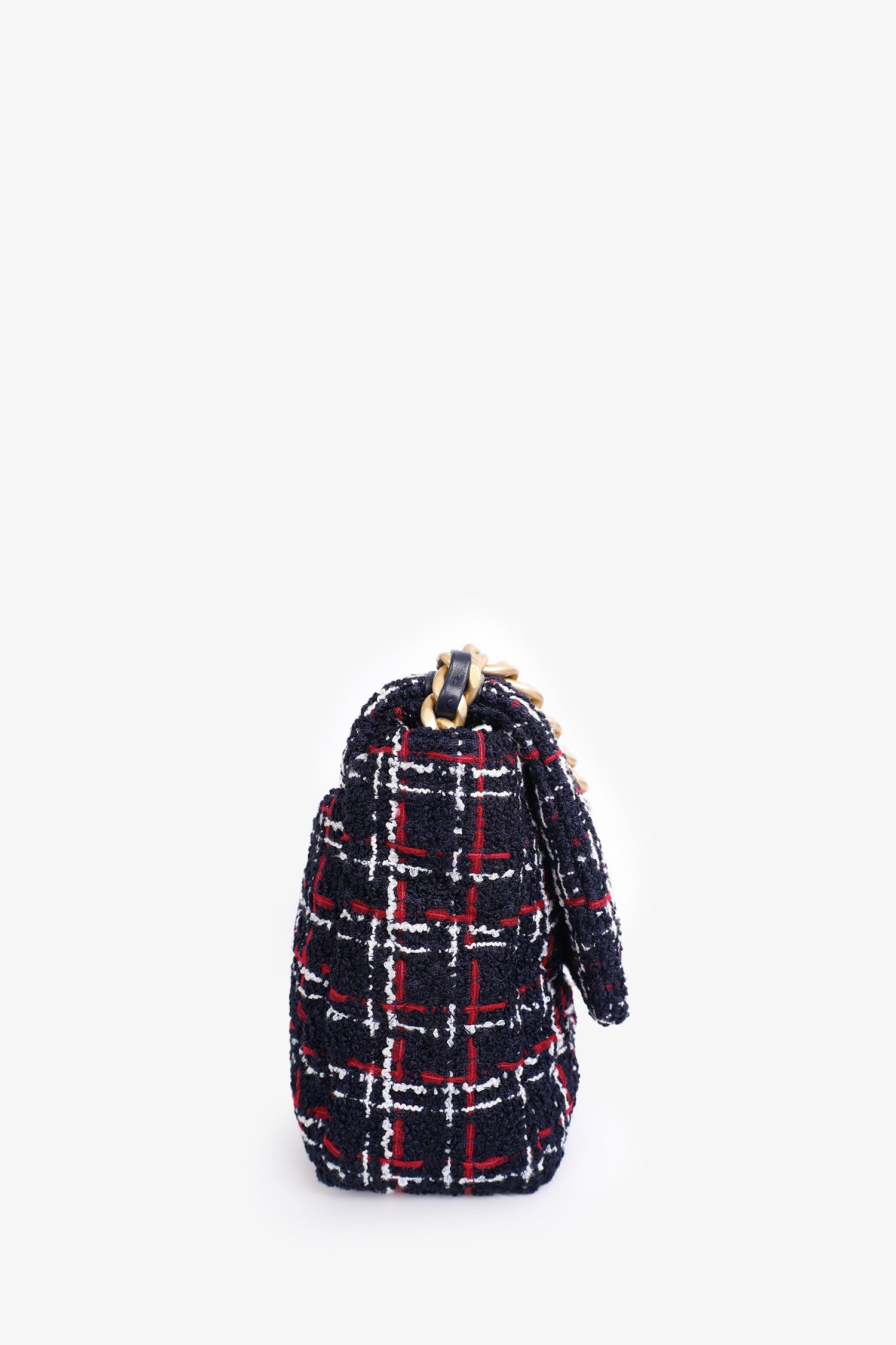 Pre-Loved Chanel™ 2019 Navy/Red Tweed Chanel 19 Crossbody Bag