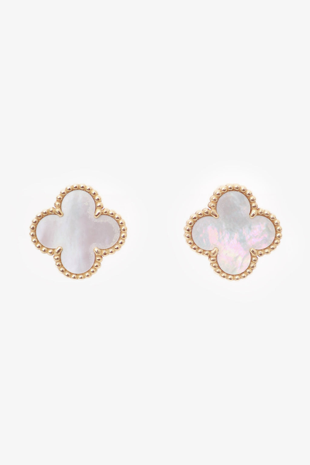 Van Cleef & Arpels 18 K Gold/Mother Of Vintage Alhambra Earrings