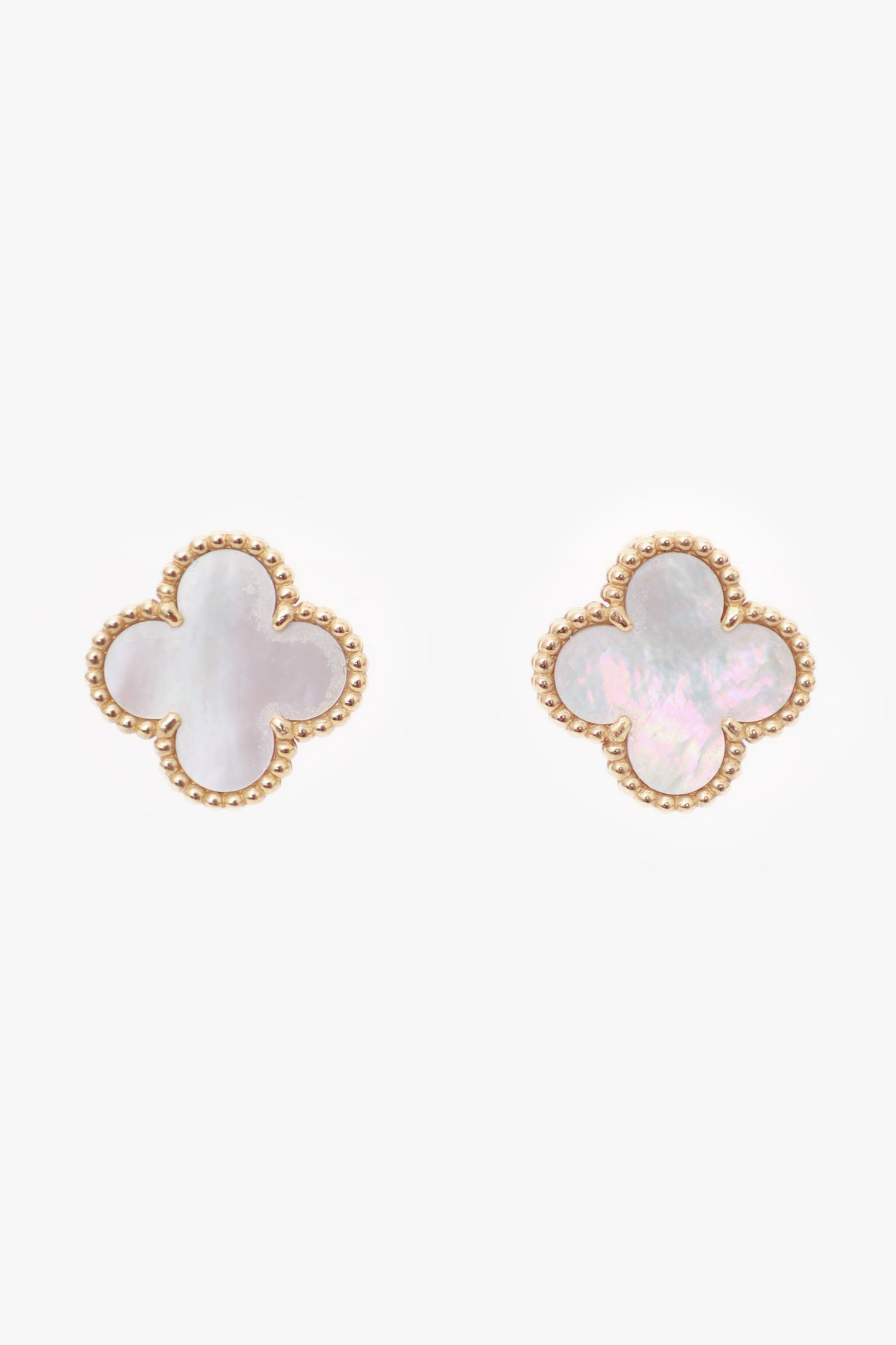 Van Cleef & Arpels 18 K Gold/Mother Of Vintage Alhambra Earrings