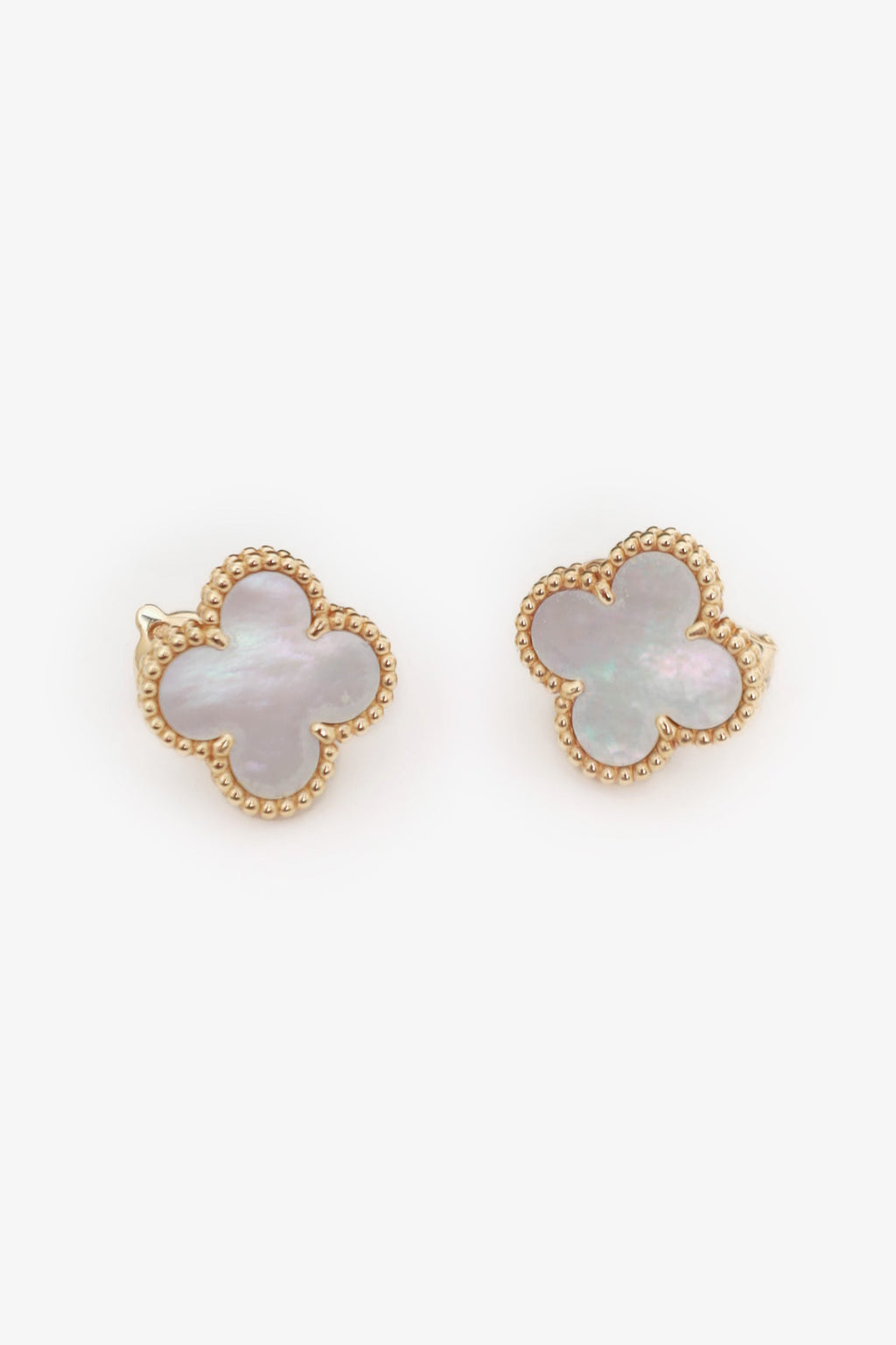 Van Cleef & Arpels 18 K Gold/Mother Of Vintage Alhambra Earrings