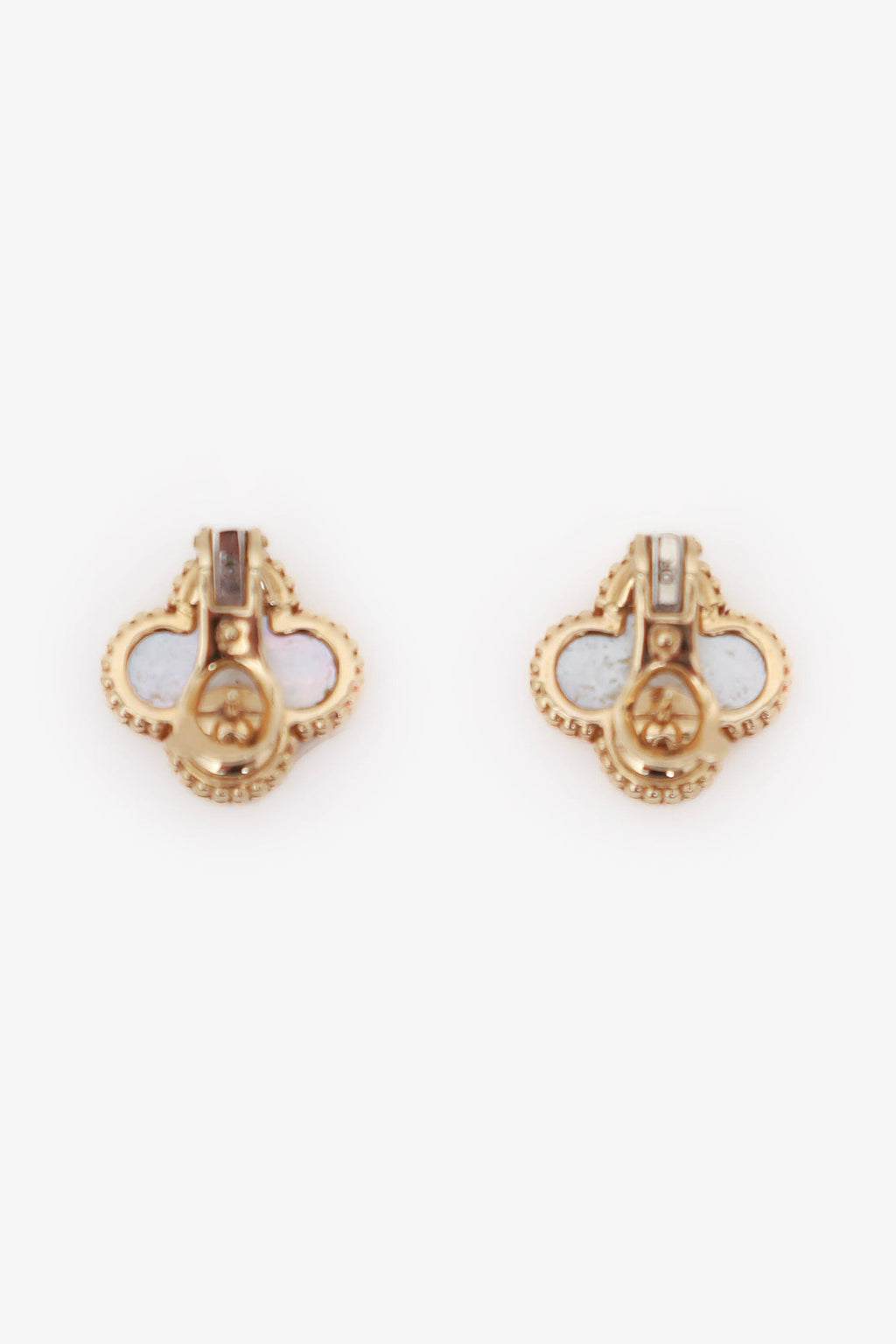 Van Cleef & Arpels 18 K Gold/Mother Of Vintage Alhambra Earrings