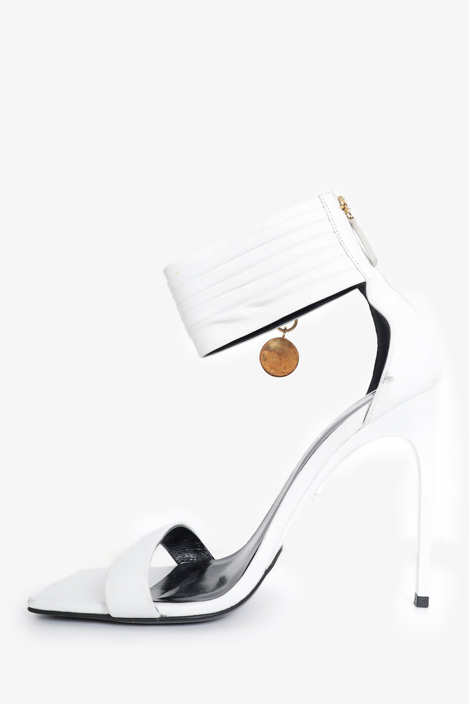 Versace White Leather Safety Pin Heels Size 39.5
