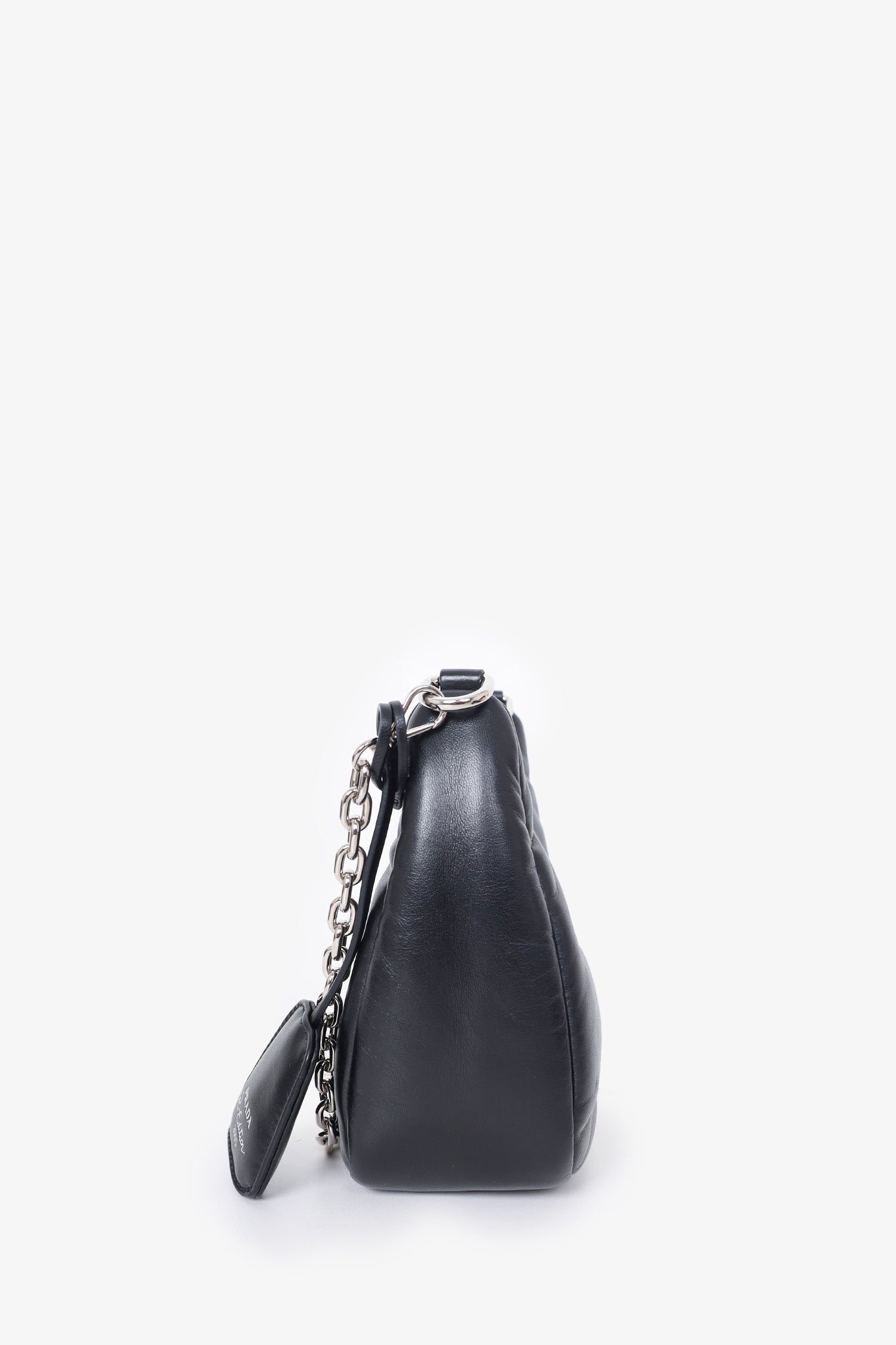 Prada Black Padded Leather Soft Re-Edition 2005 Shoulder Bag with Strap & Pouch