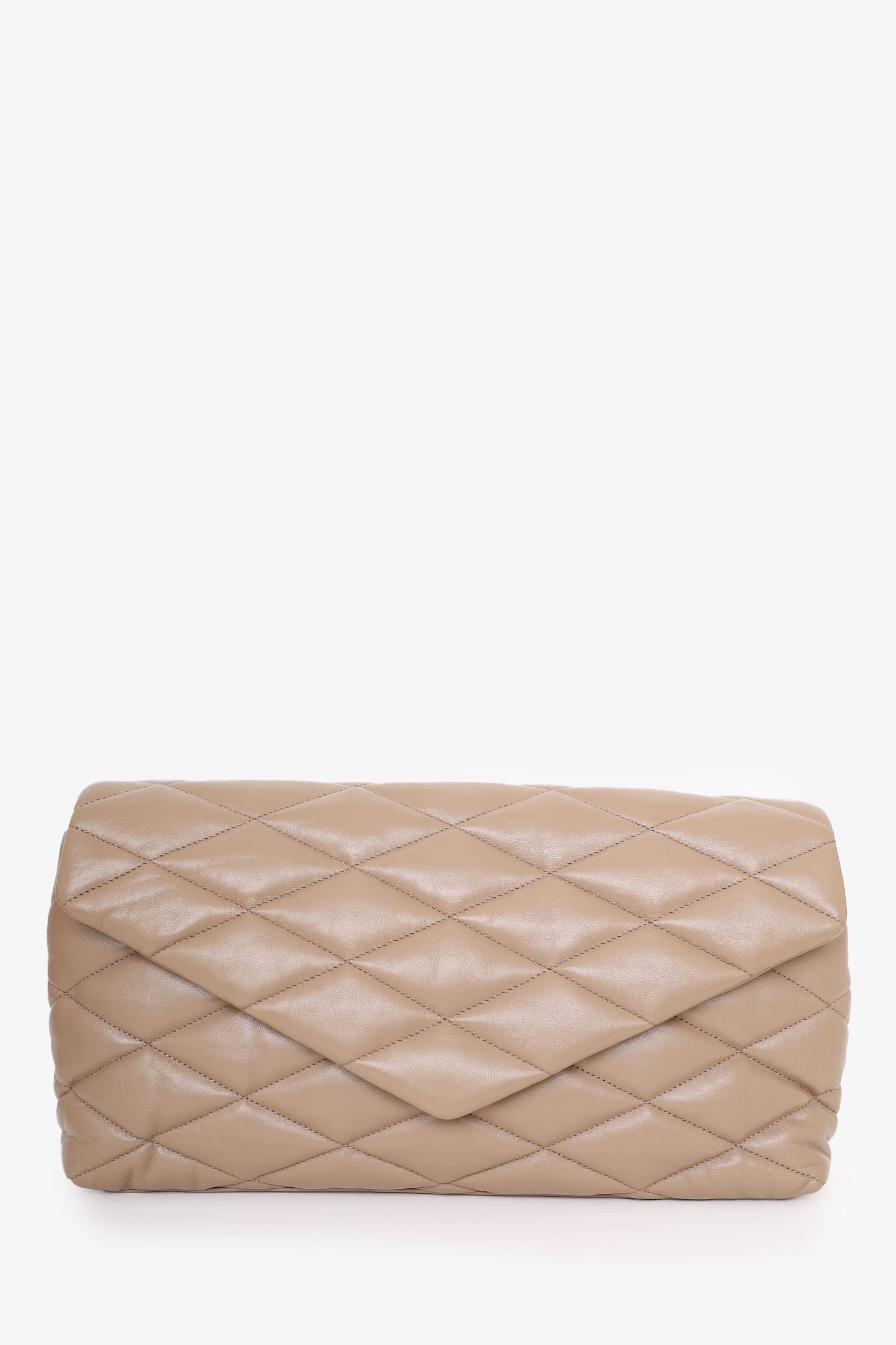 Saint Laurent Brown Lambskin Quilted Sade Puffer Envelope Clutch