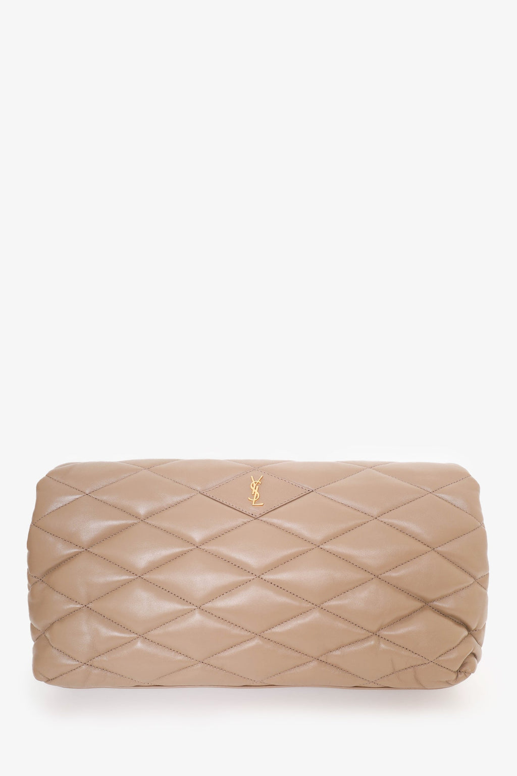 Saint Laurent Brown Lambskin Quilted Sade Puffer Envelope Clutch