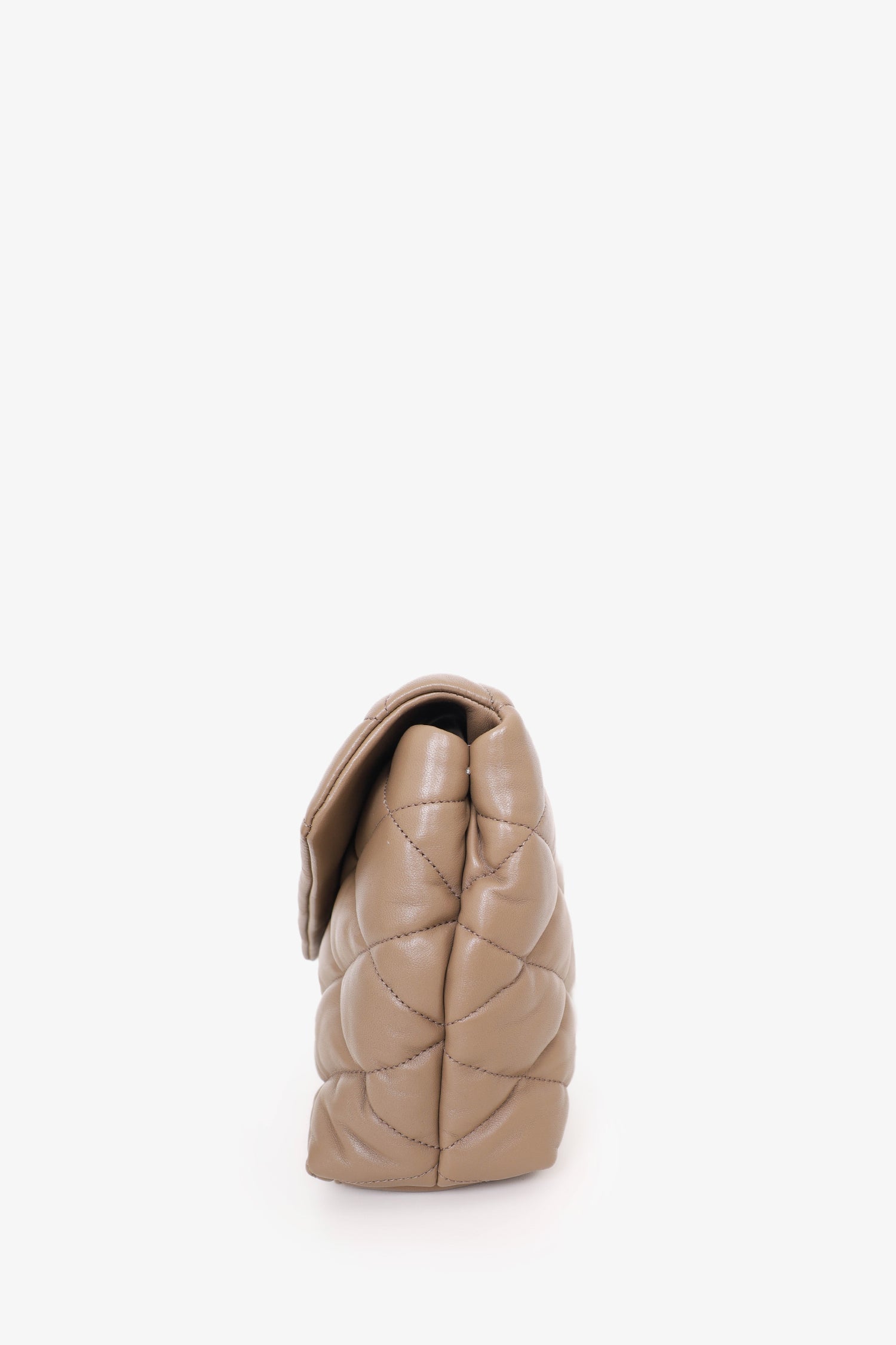 Saint Laurent Brown Lambskin Quilted Sade Puffer Envelope Clutch