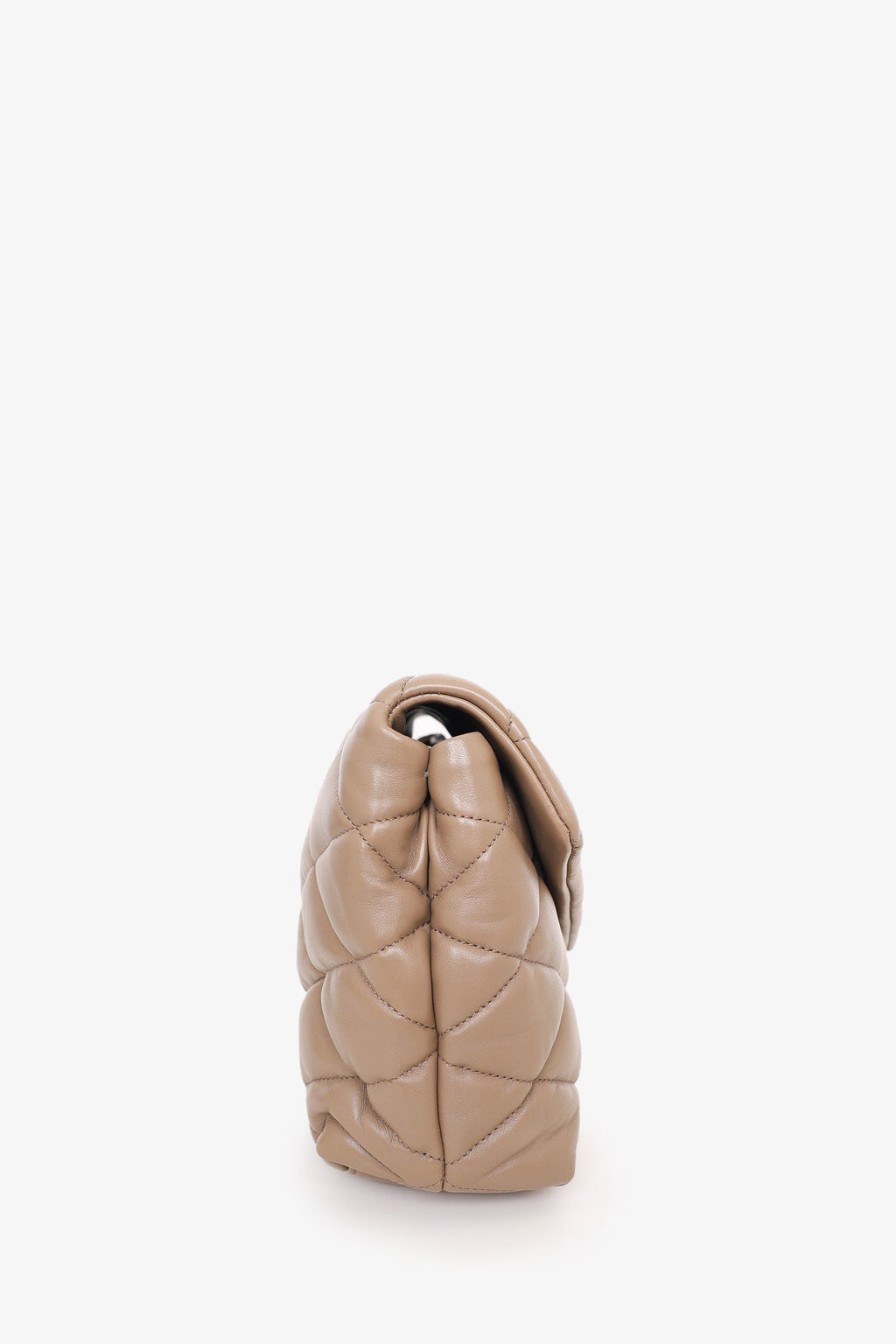 Saint Laurent Brown Lambskin Quilted Sade Puffer Envelope Clutch