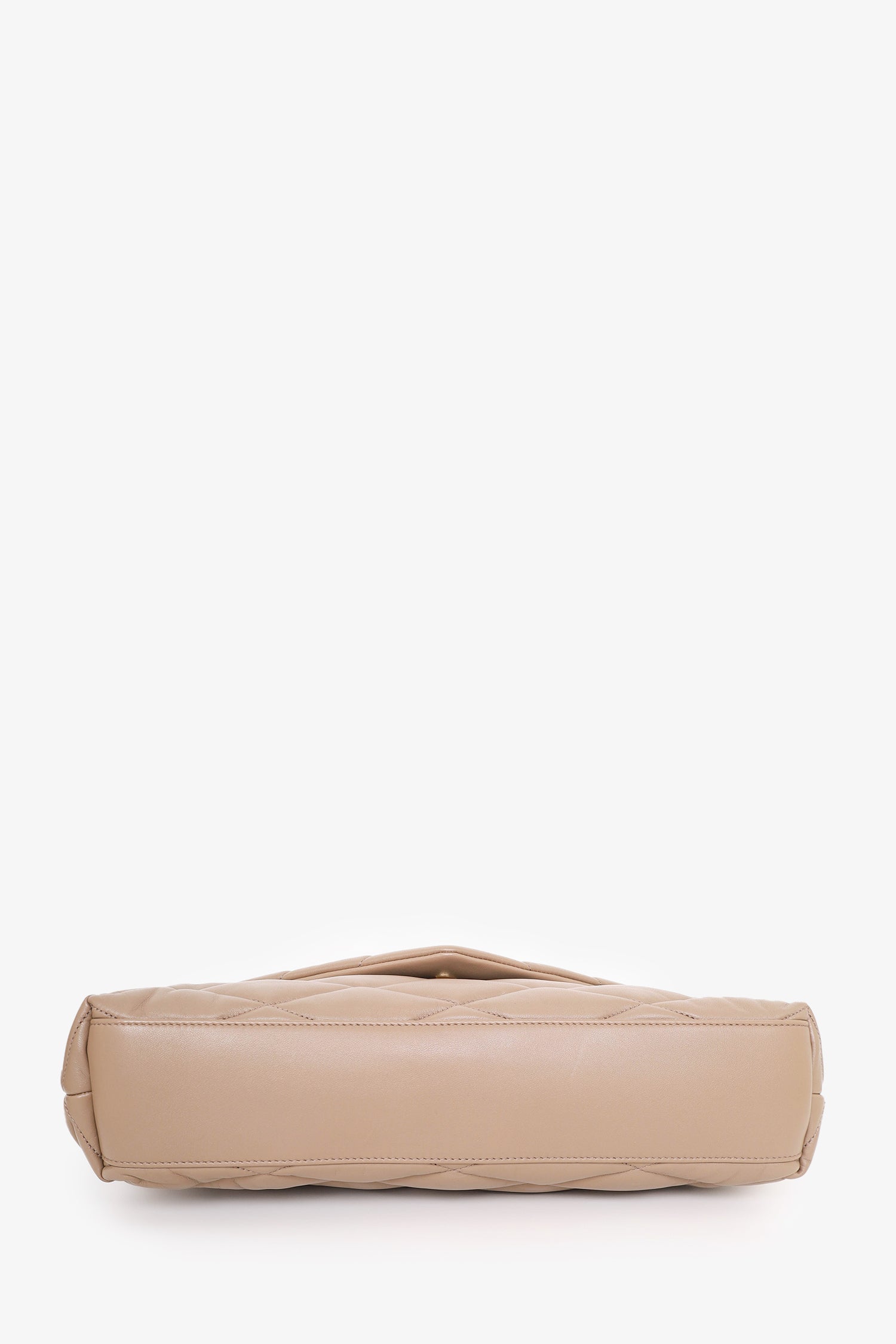 Saint Laurent Brown Lambskin Quilted Sade Puffer Envelope Clutch