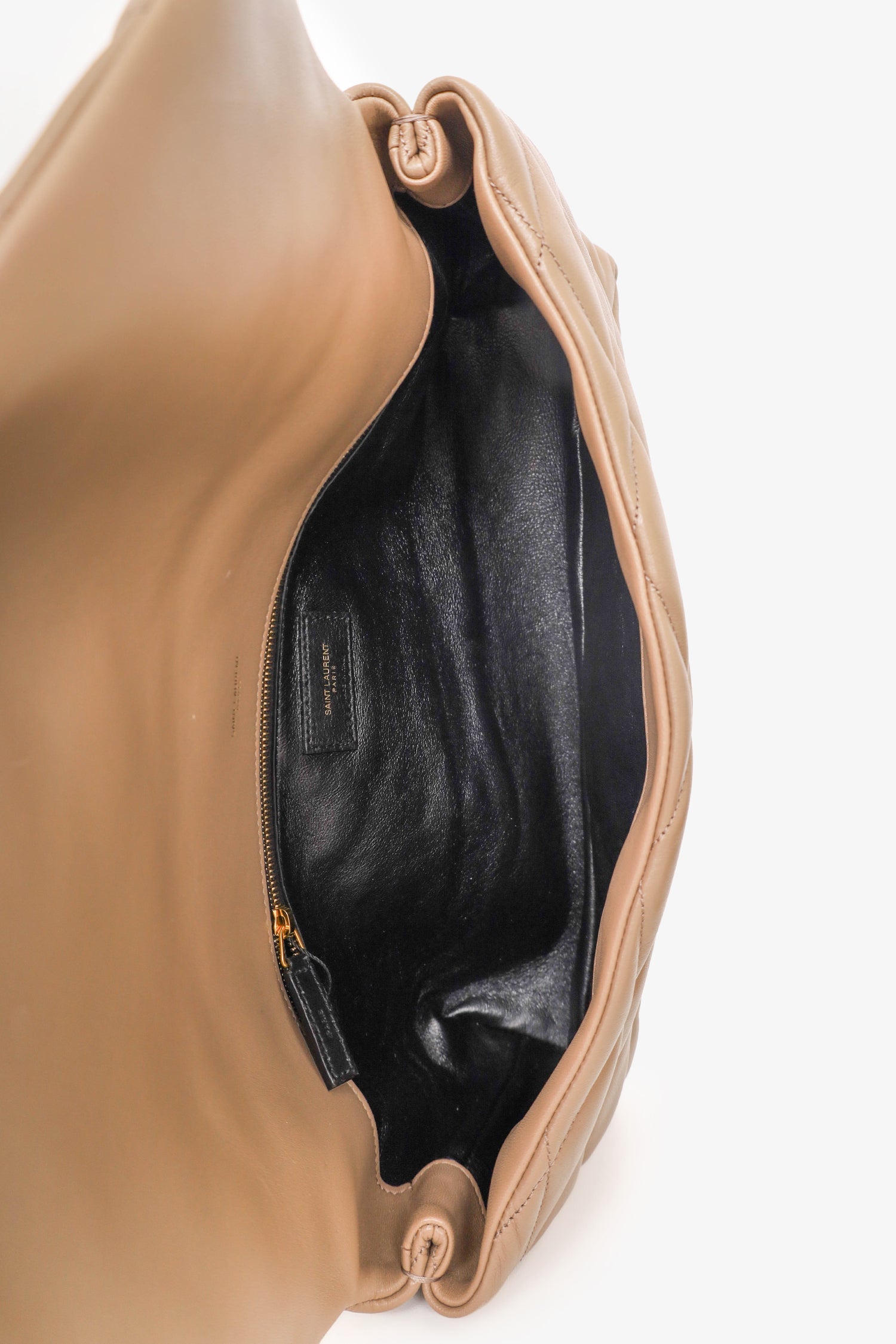 Saint Laurent Brown Lambskin Quilted Sade Puffer Envelope Clutch