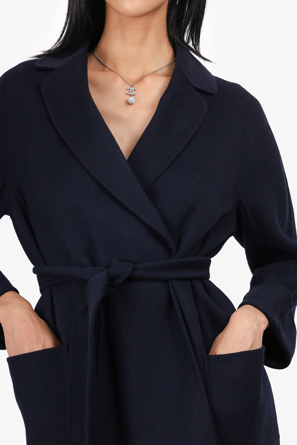 S'MaxMara Navy Wool/Angora Belted Coat Size 4