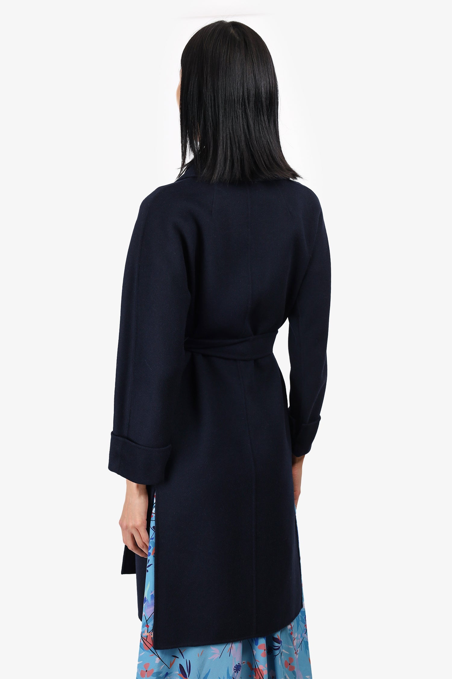 S'MaxMara Navy Wool/Angora Belted Coat Size 4