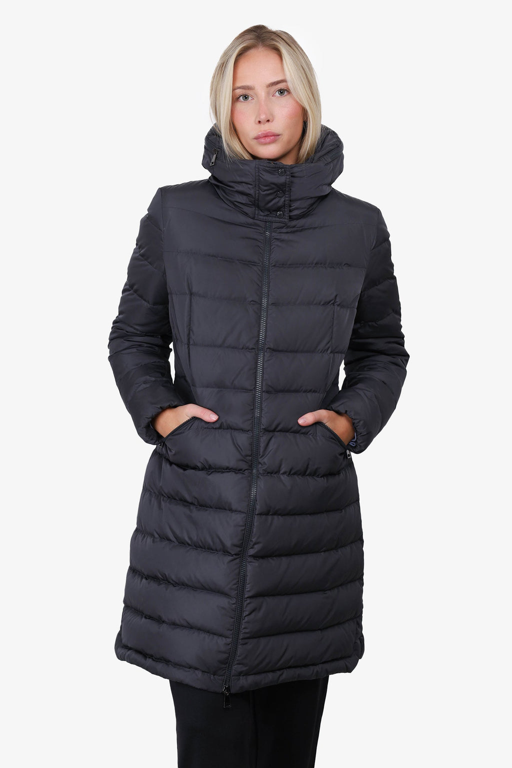 Moncler Black Down Quilted Puffer Knee Length Coat Size 3