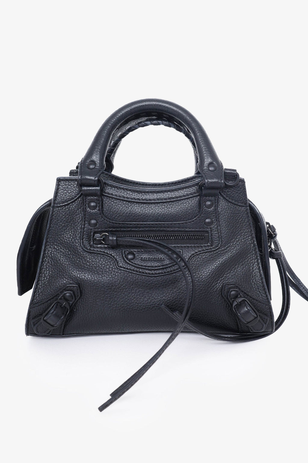 Balenciaga Black Leather Neo Classic Mini Bag with Strap