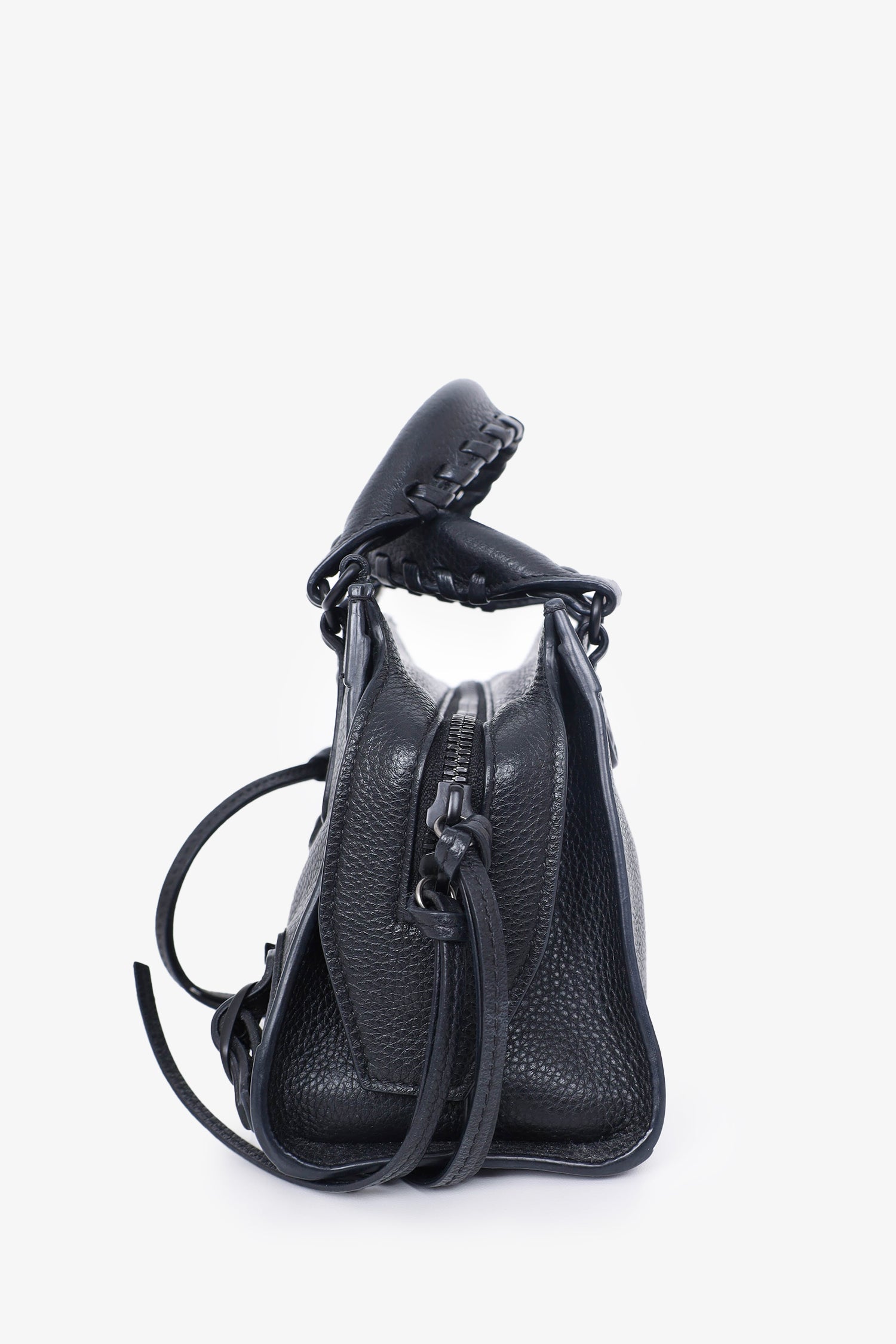 Balenciaga Black Leather Neo Classic Mini Bag with Strap