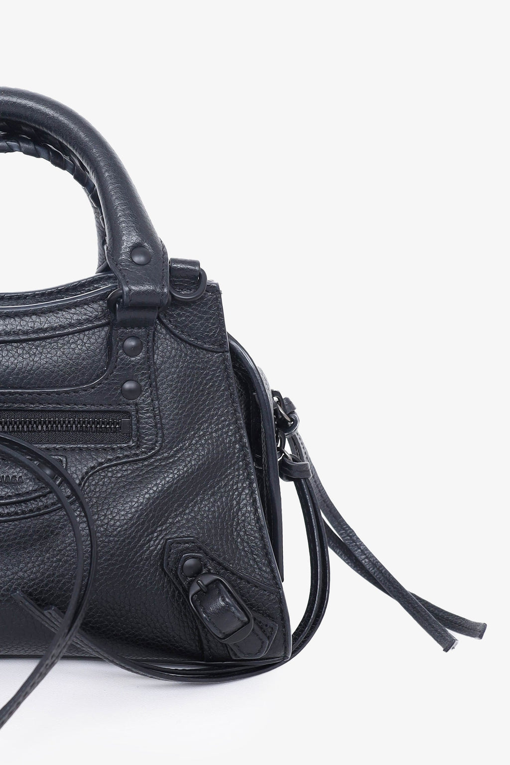 Balenciaga Black Leather Neo Classic Mini Bag with Strap