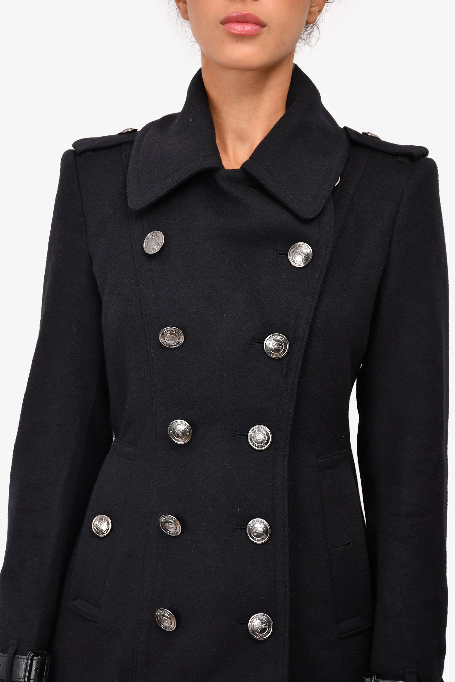 Burberry Black Wool Short Coat Size 6