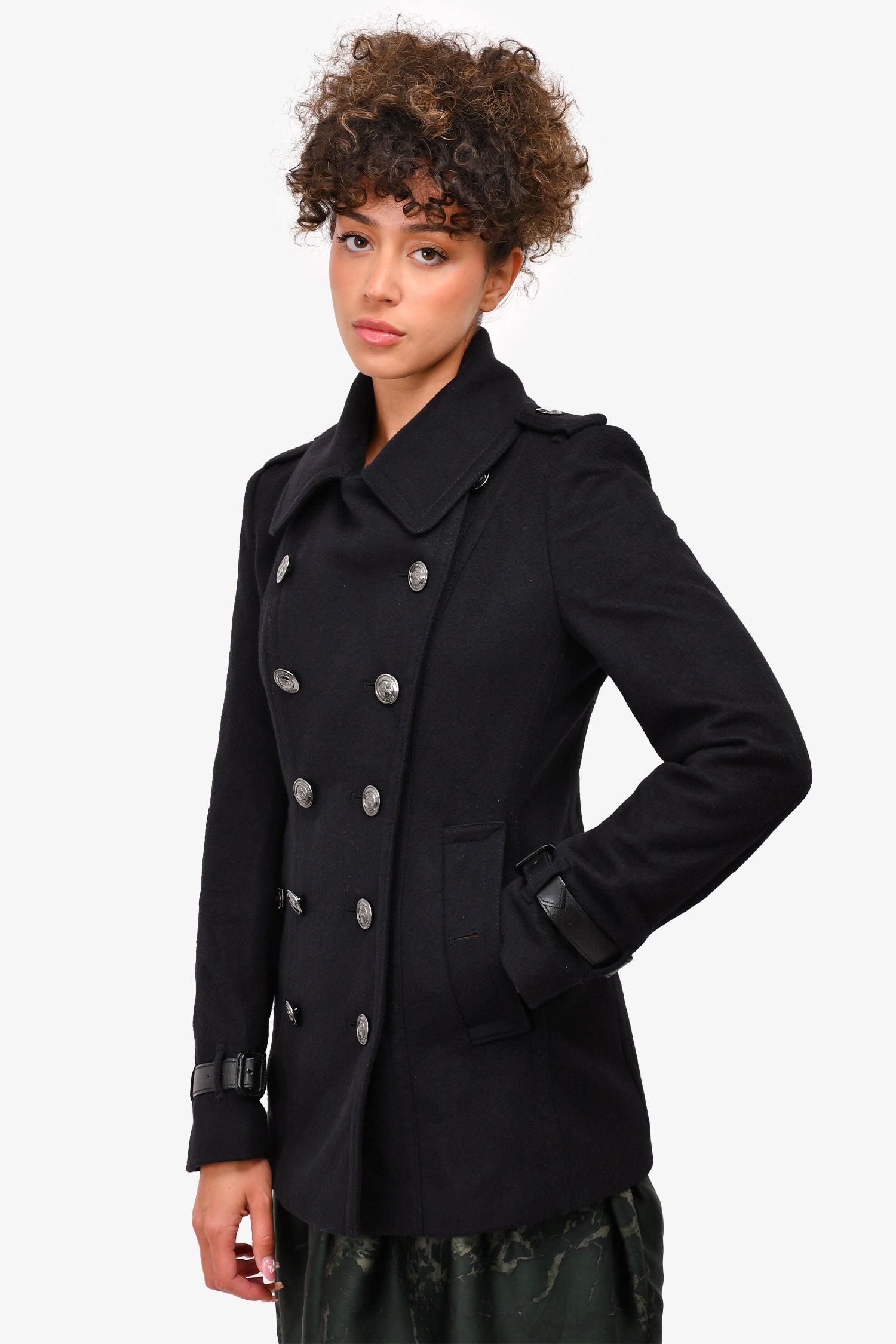 Burberry Black Wool Short Coat Size 6