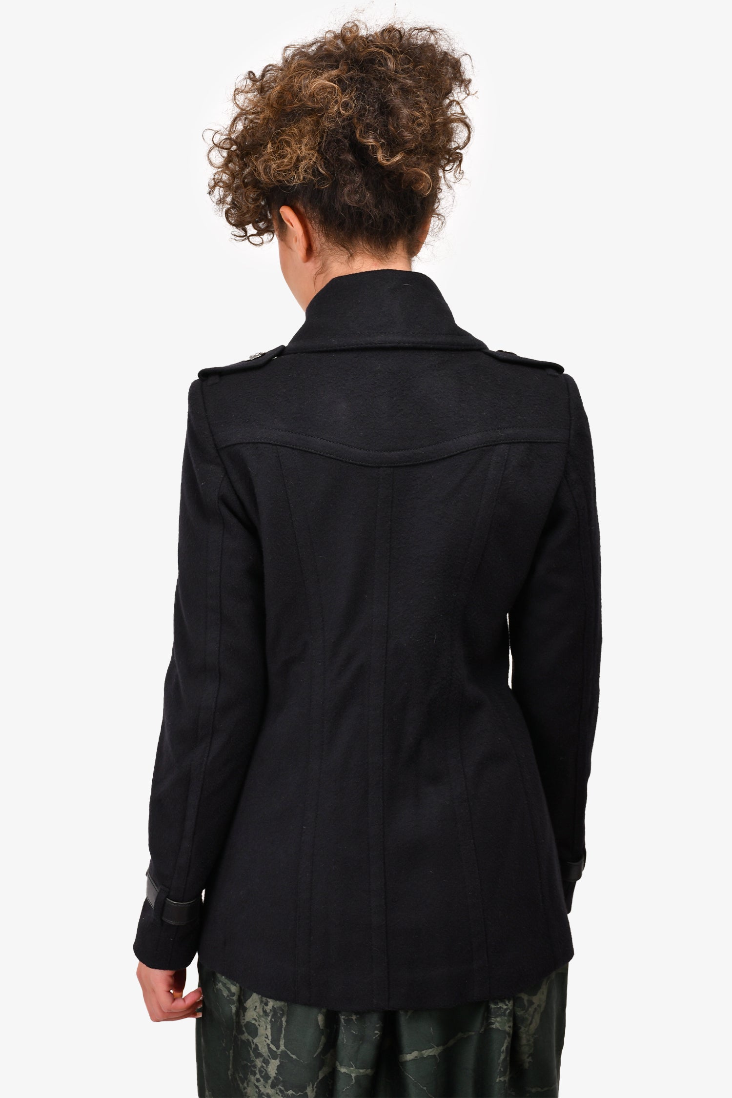 Burberry Black Wool Short Coat Size 6