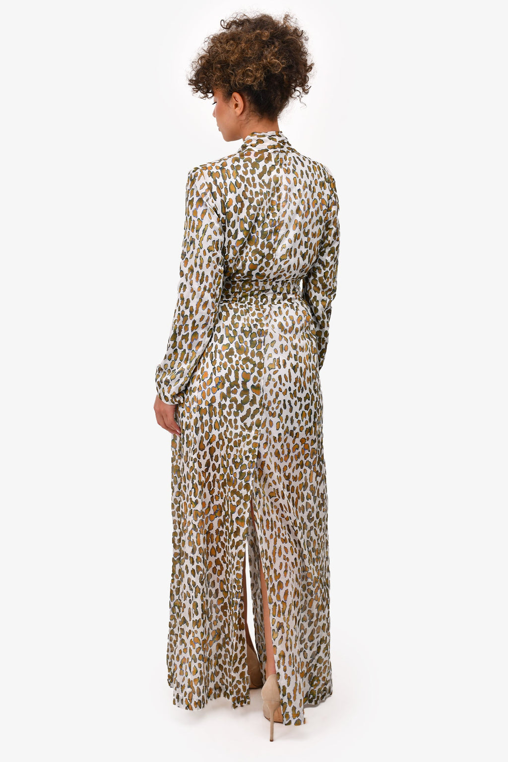 On the Island Green Leopard Printed Cotton Robe With Belt Size 42