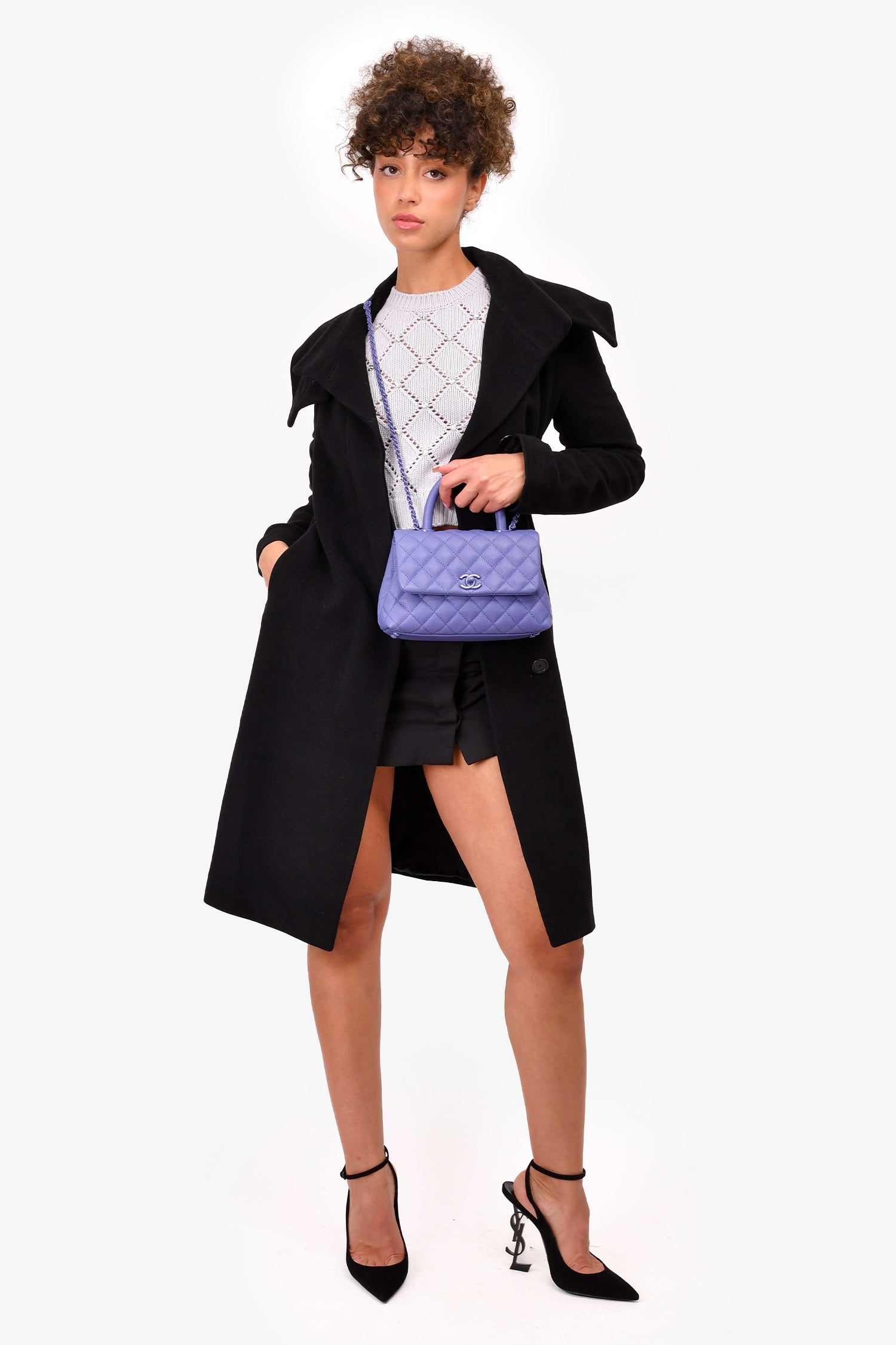 Pre-Loved Chanel™ 2020 Purple Caviar Leather Mini Coco Top Handle